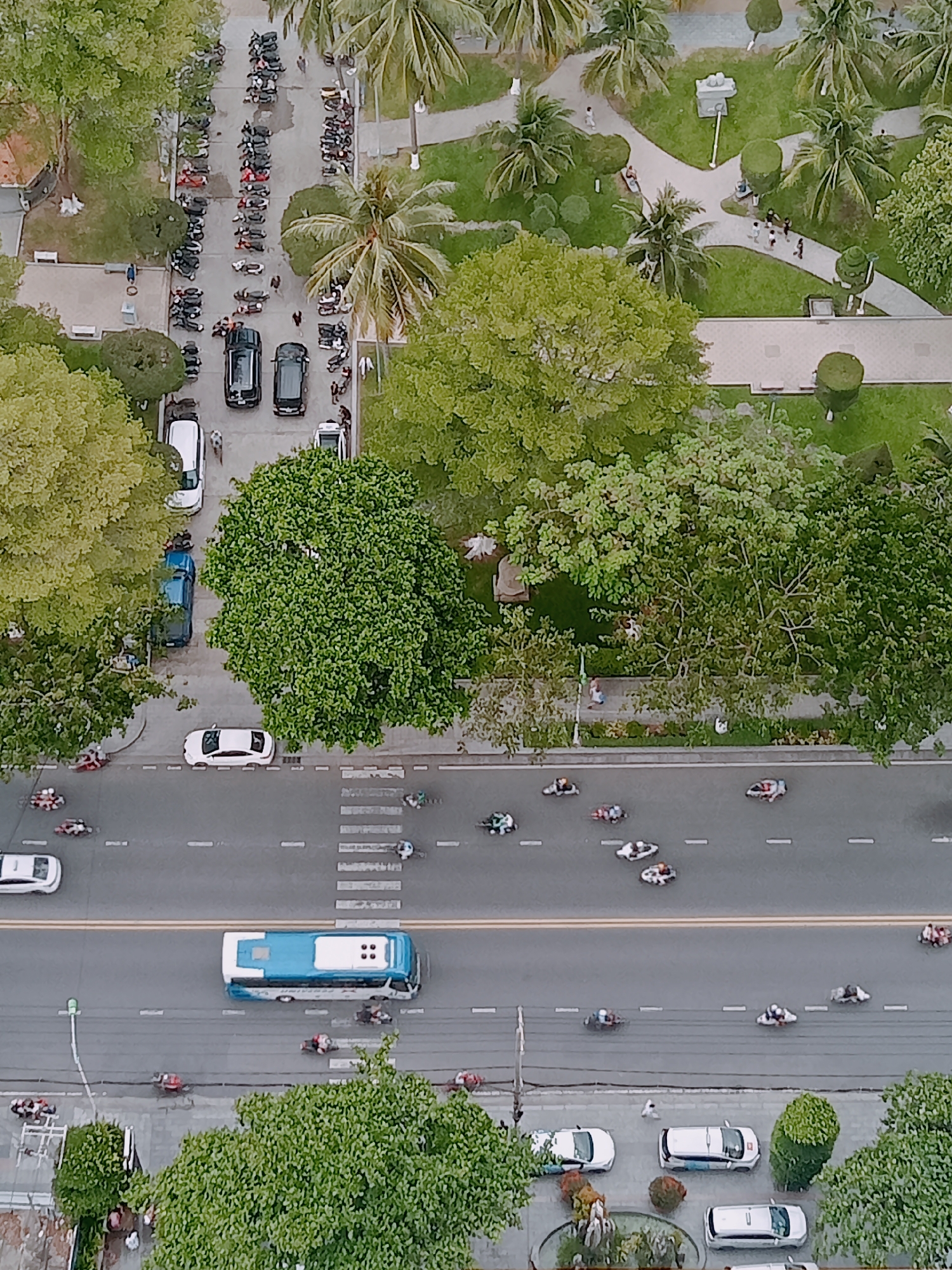 Aerial views capture Nha Trang traffic and overcast seascapes