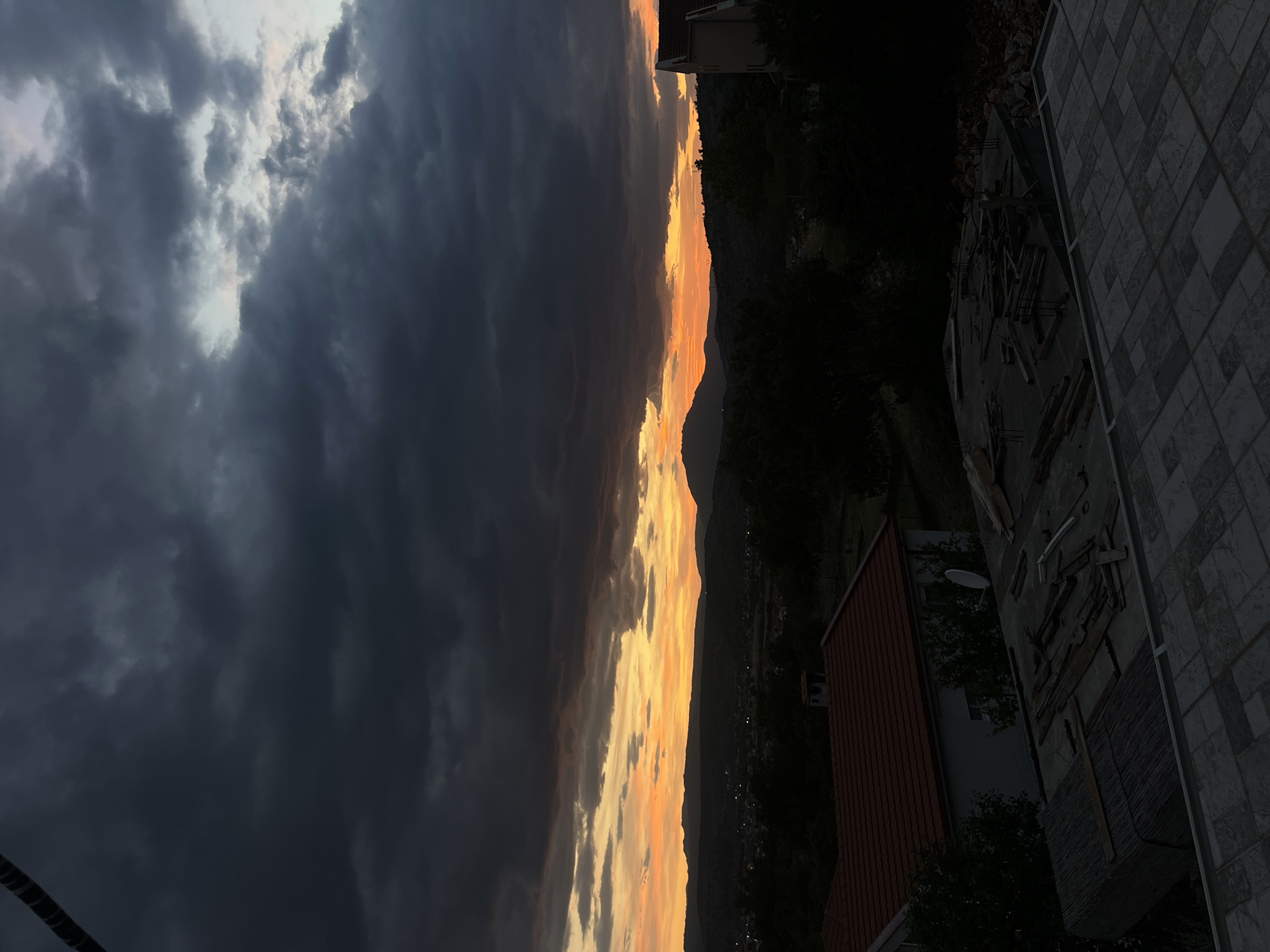 Dramatic sunset splits sky over Podgorica, Montenegro