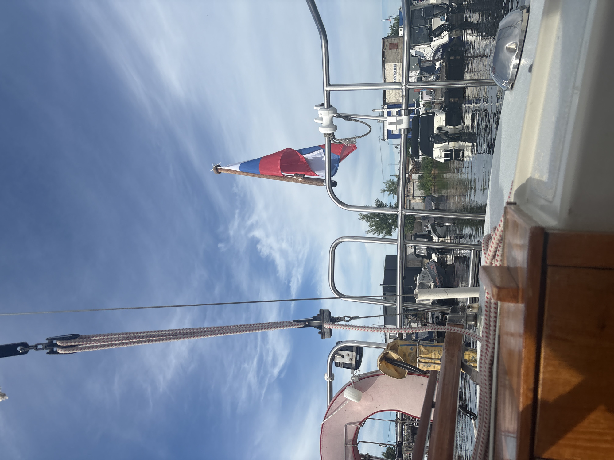 Summer day at Chaikovsky's waterfront marina and park