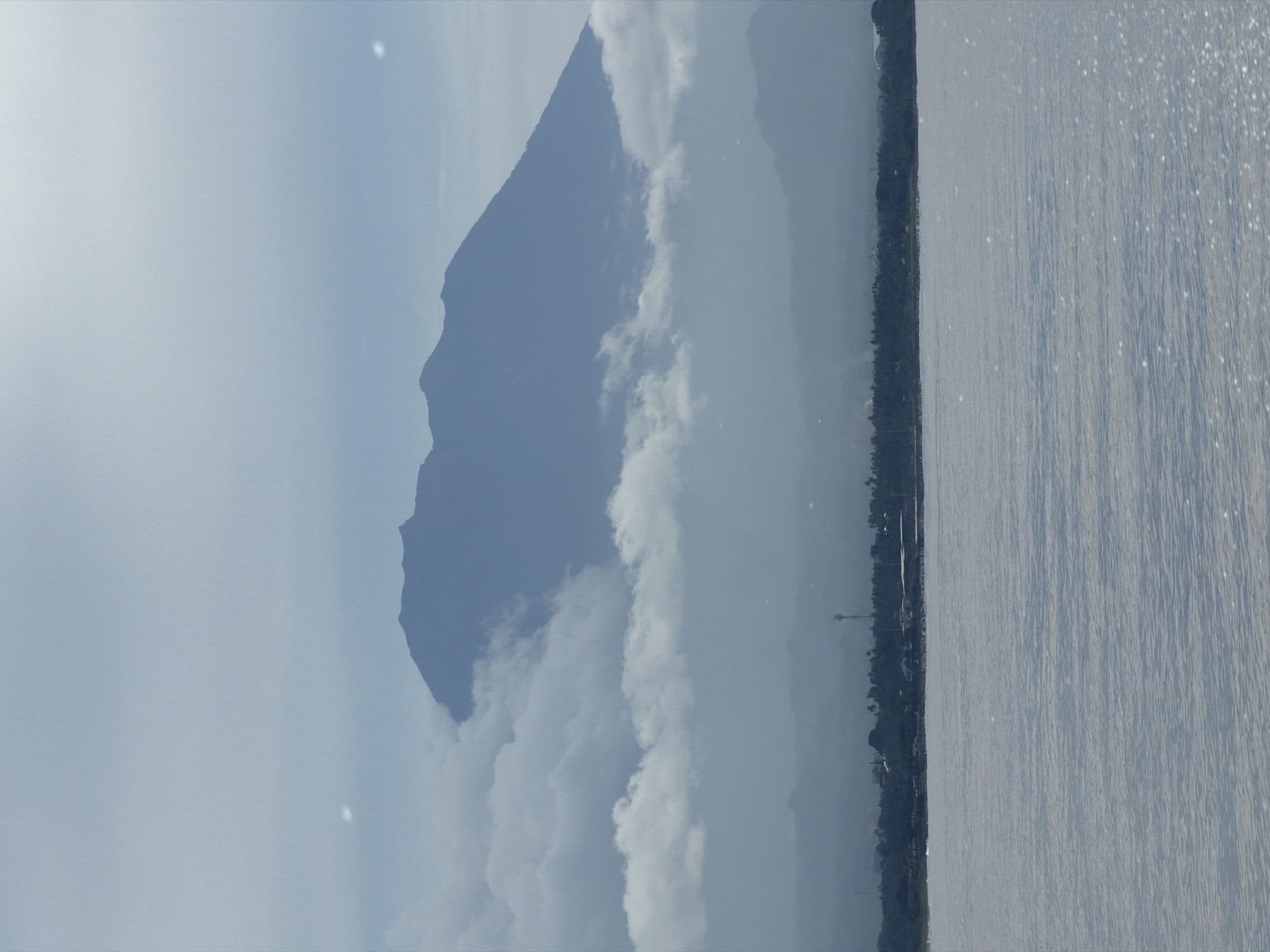 Cloudy mountain coastline photographed in Indonesia early morning