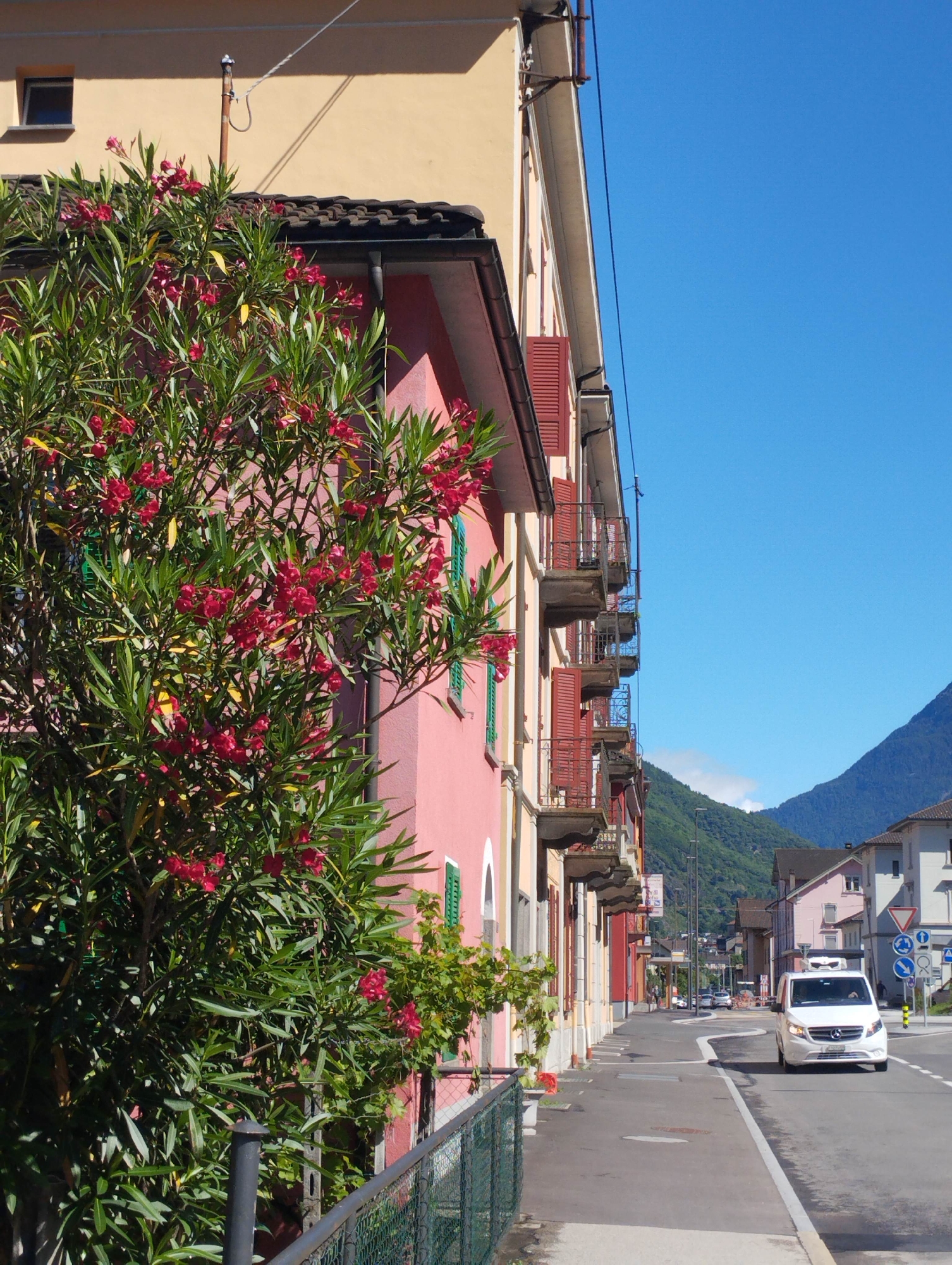 Morning life captured across Swiss mountain town Biasca