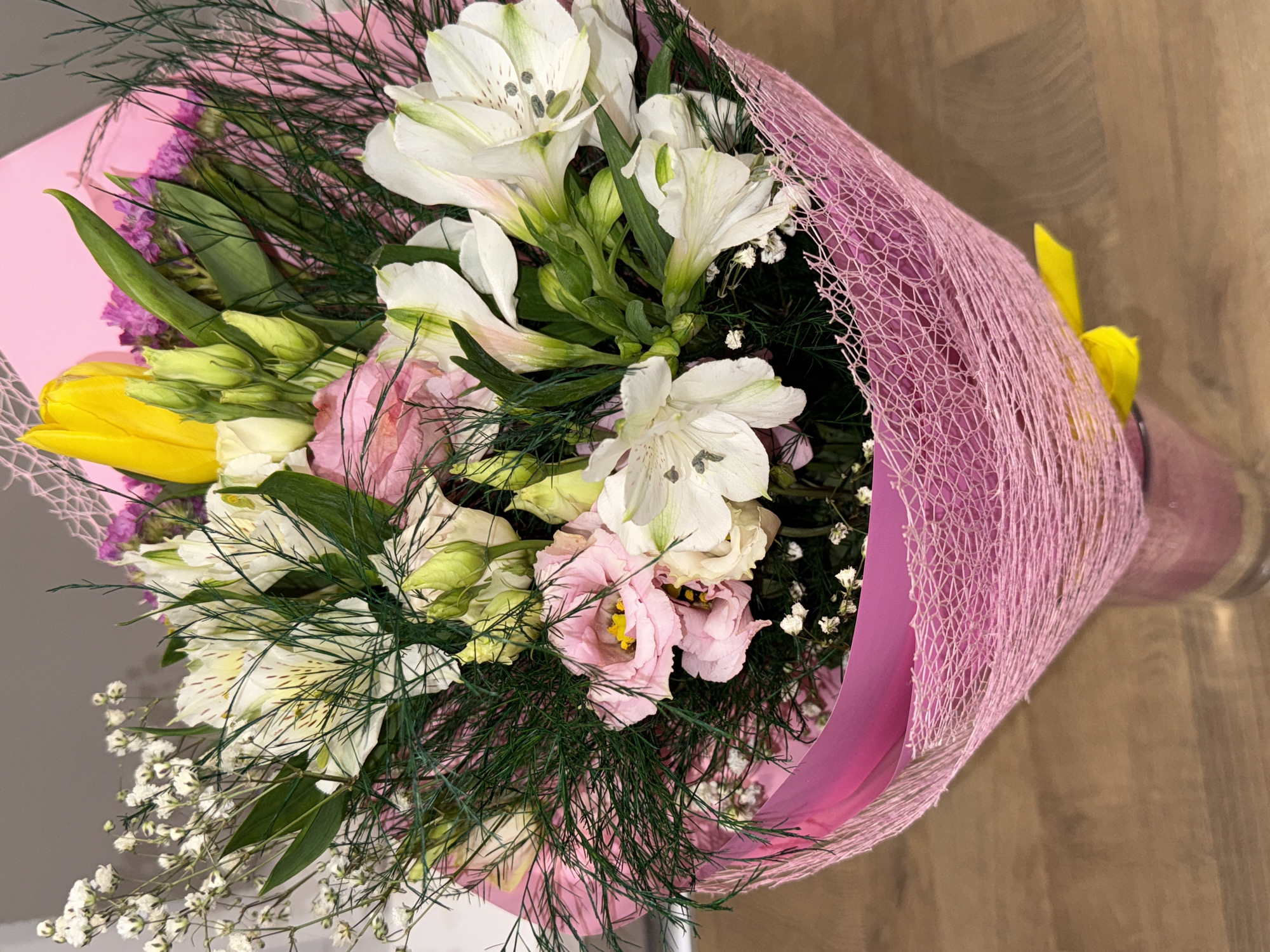 Colorful flower bouquet displayed in vase in Sofia