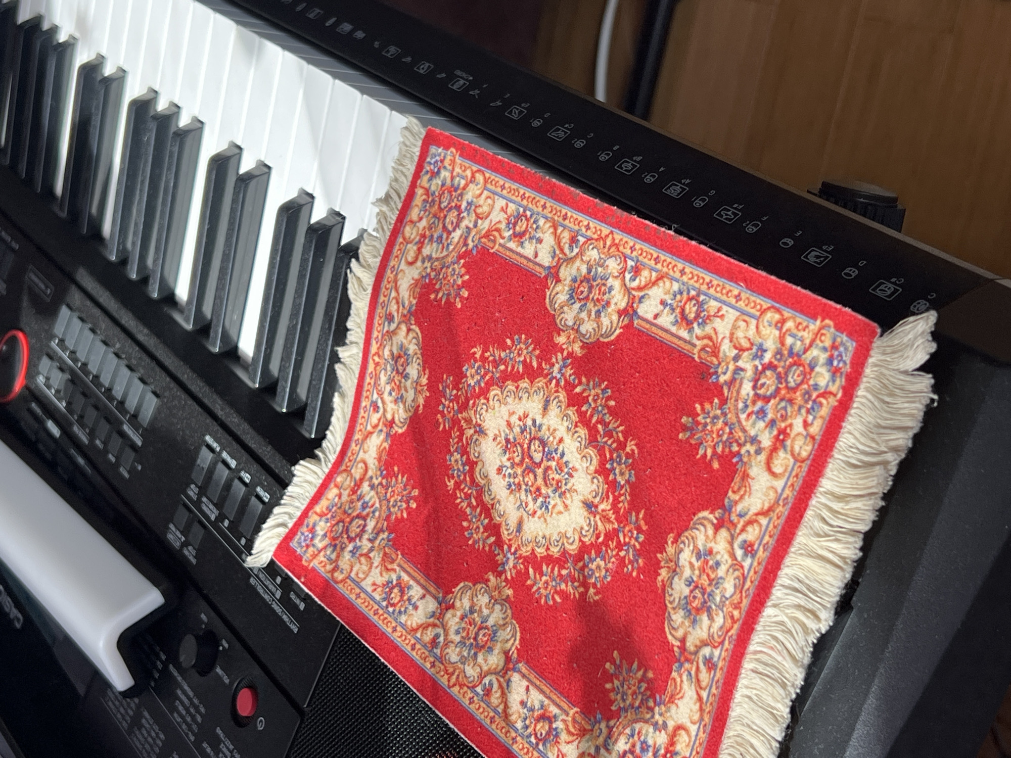 Decorated room with piano and festive decor captured in Serbia