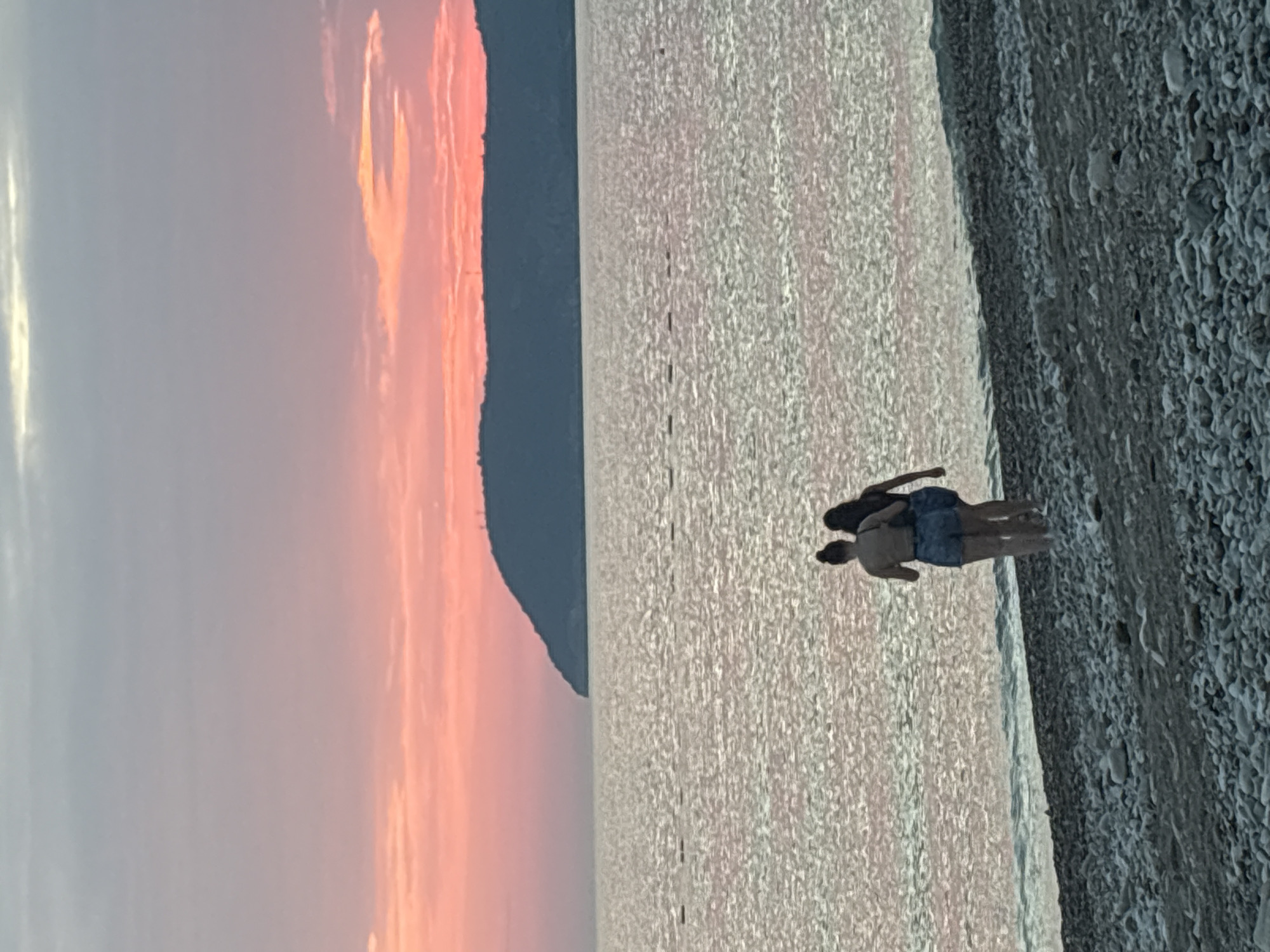 Sunset evening on the pebbled shores of Bar, Montenegro