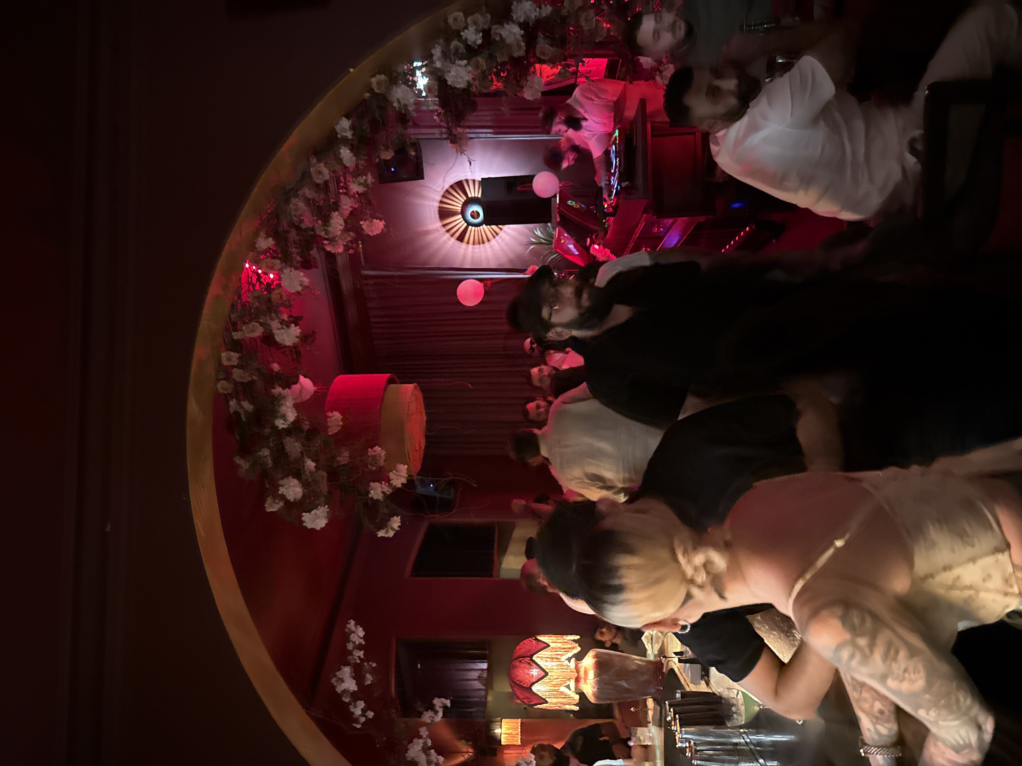 Moody bar interior with circular archway in Yerevan