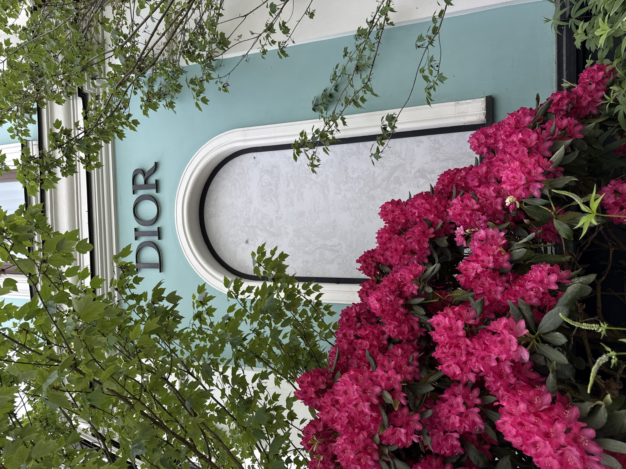 Moscow street scenes captured near Dior boutique and flowering gardens