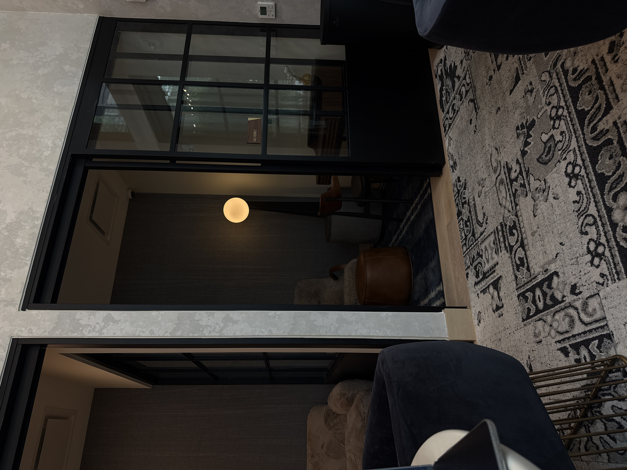 Modern Austin building interior documented during quiet evening hours