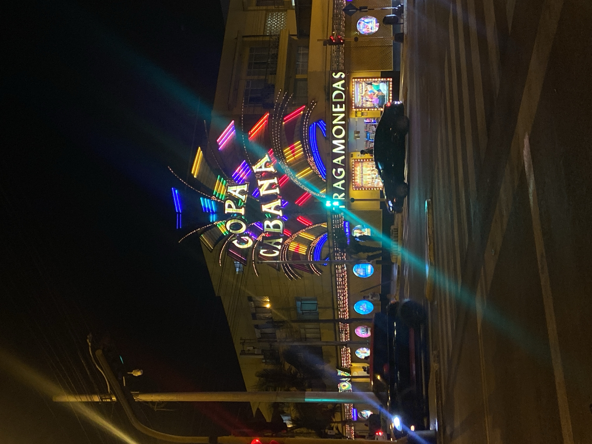 Casino lights illuminate Pueblo Libre district at night