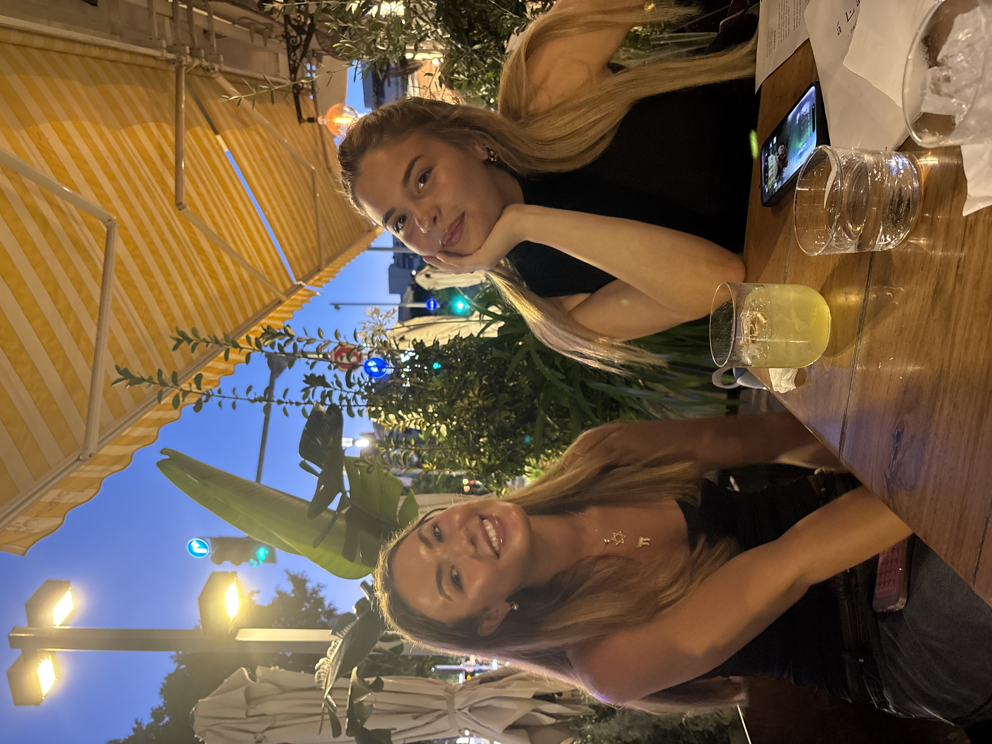Evening drinks and dining at a Tel Aviv outdoor café