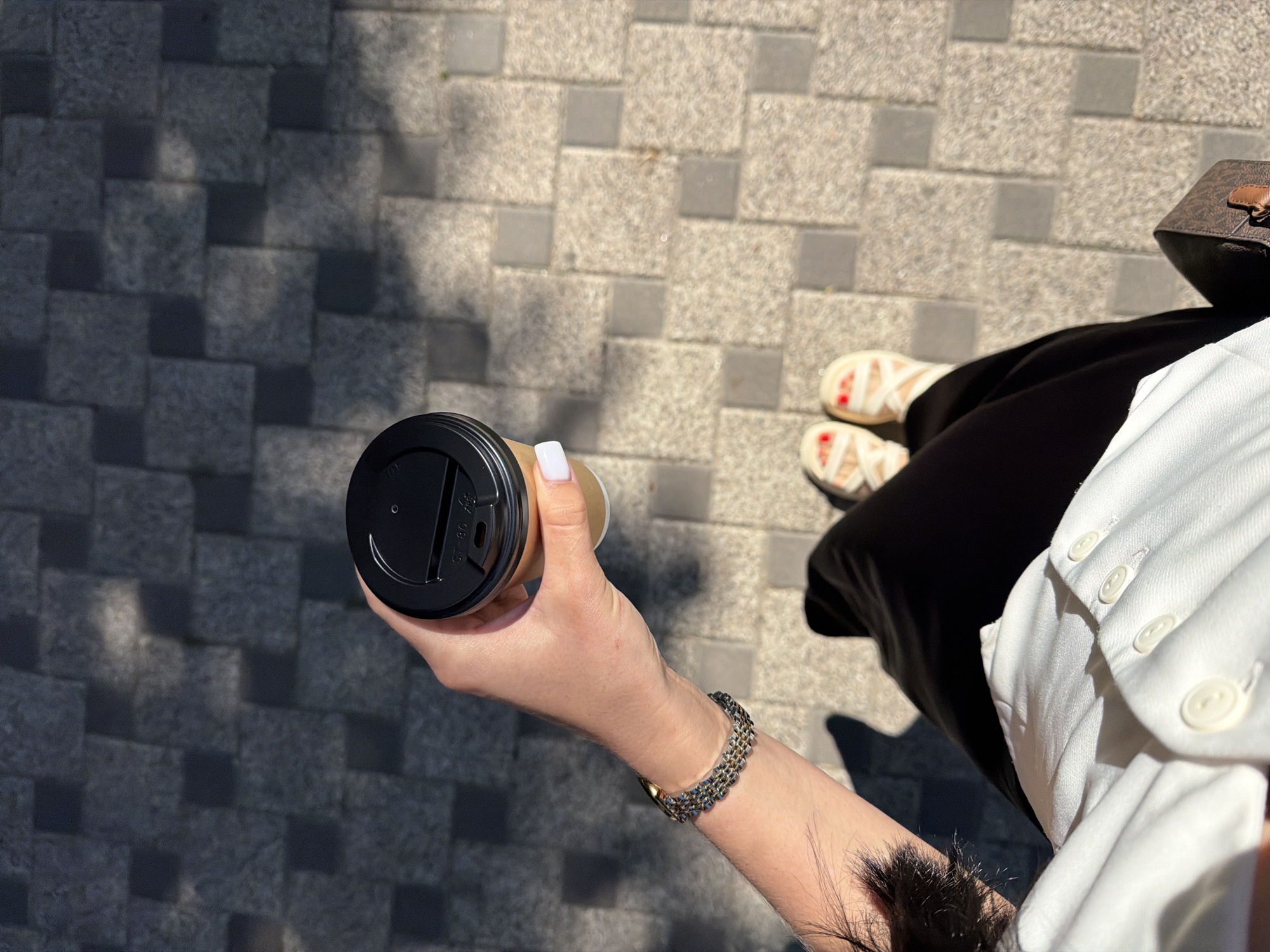 Morning errands: coffee, a park stroll, and a dental visit.