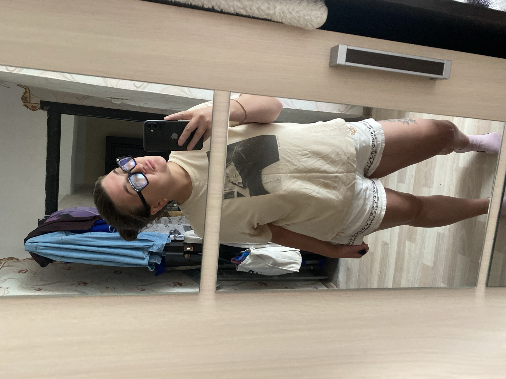 Mirror selfies at home in Otchor, Russia