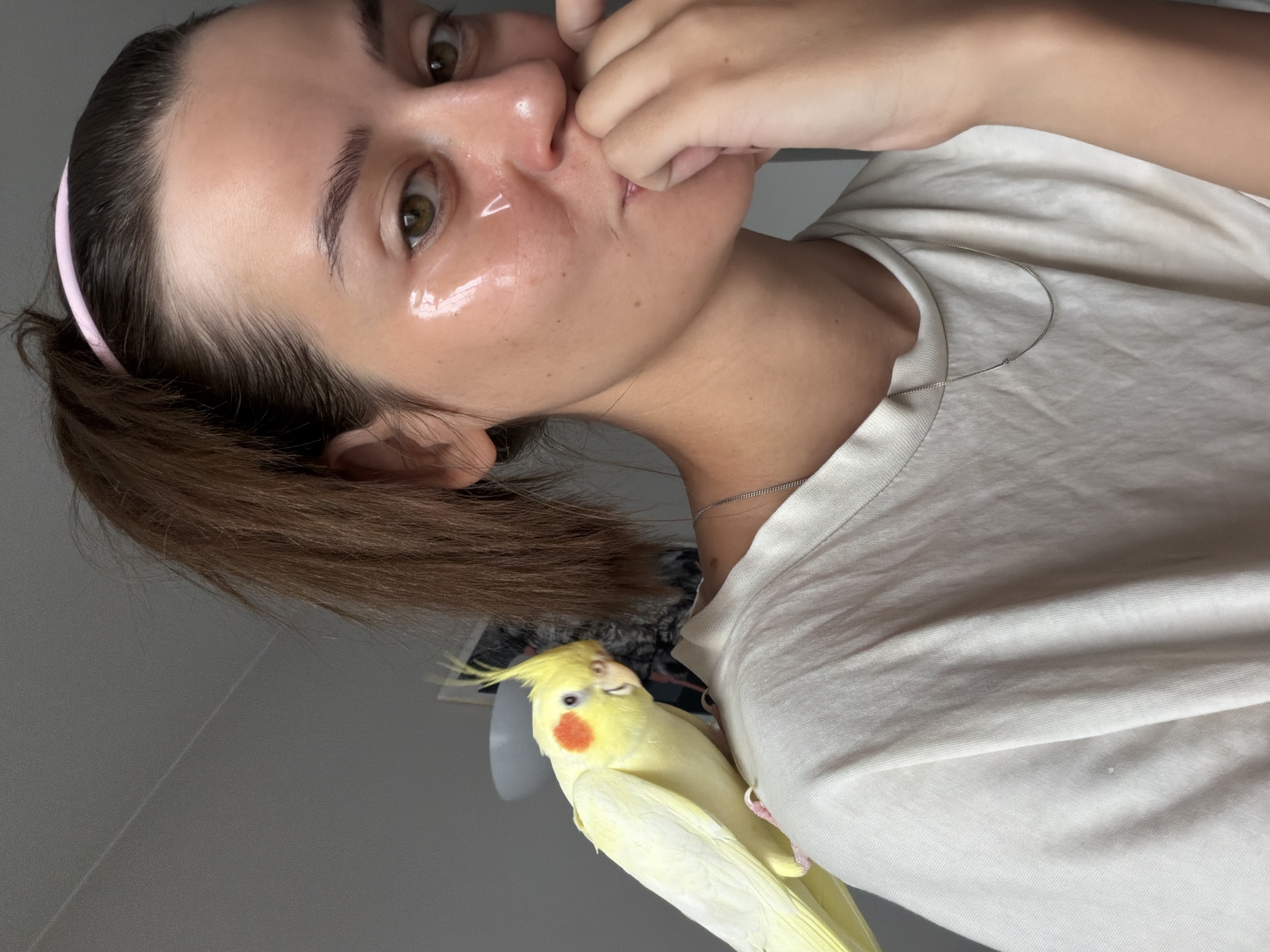 Chill moments with a cockatiel in Krasnoyarsk