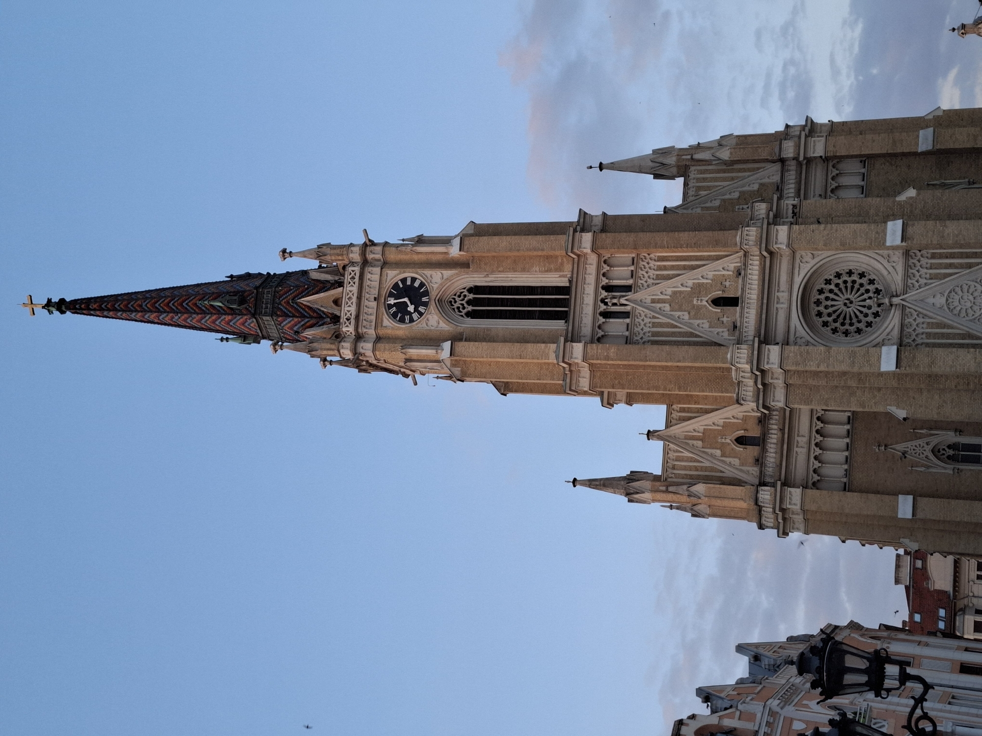 Tourist documents churches, toys, monuments in Novi Sad afternoon