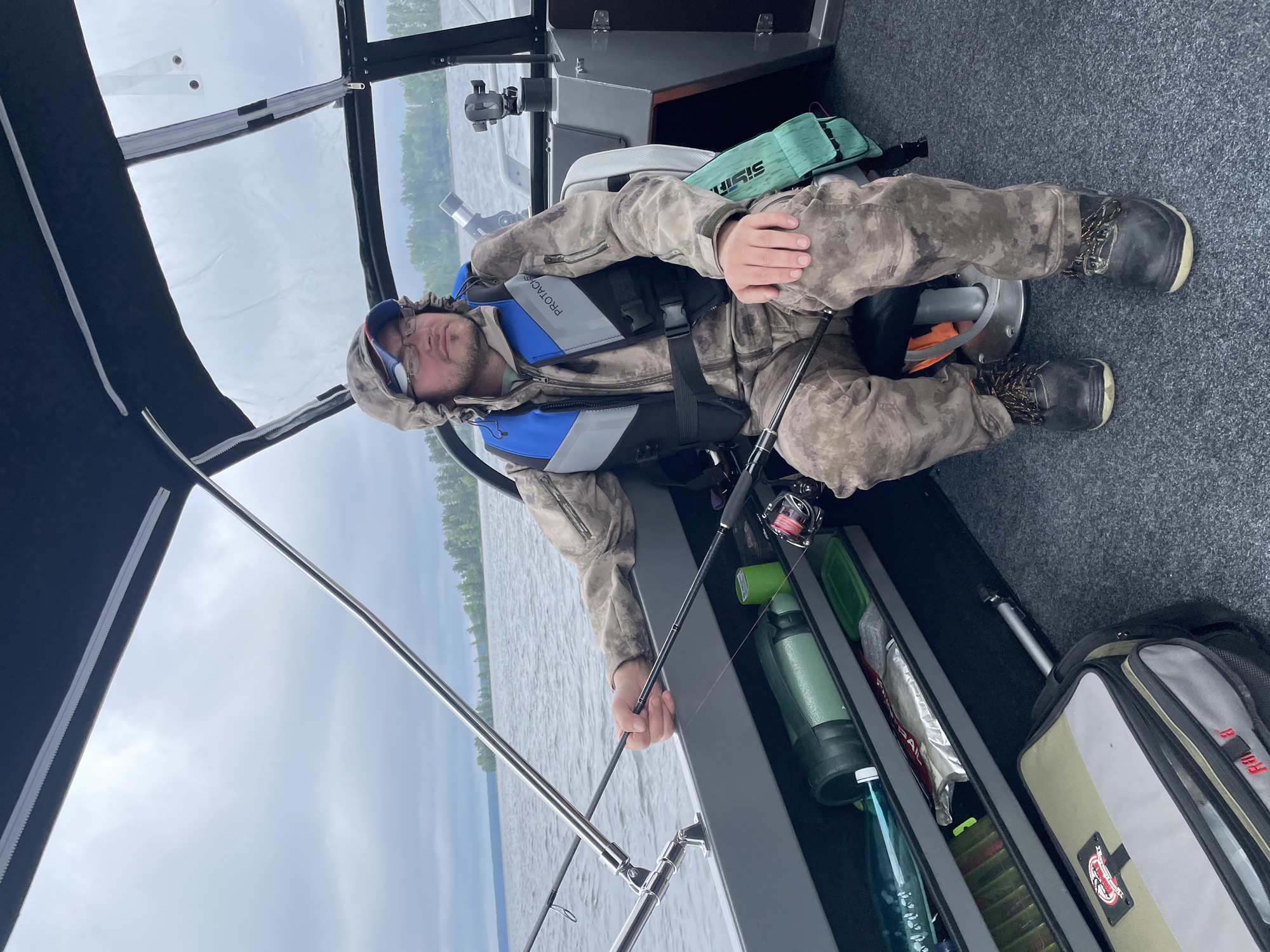 Fishing trip on the water near Yablonovka, Russia