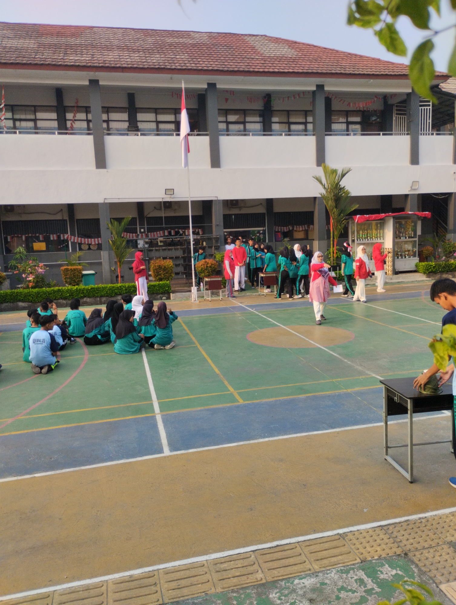 Students gather for outdoor assembly at Bekasi school