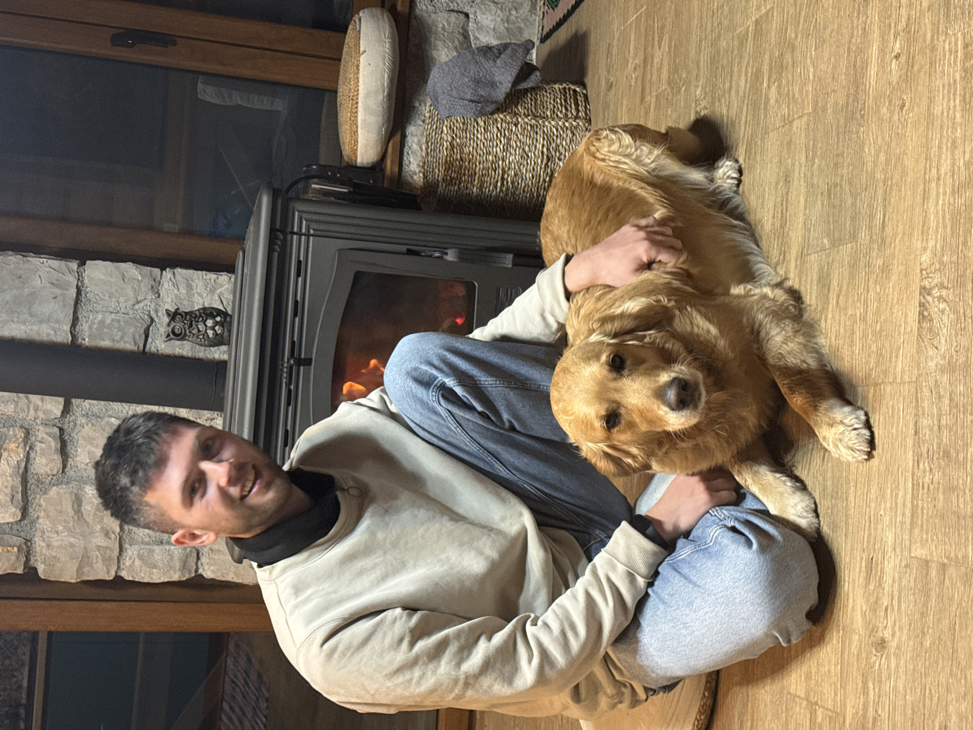 Evening scenes capture indoor pet moment, outdoor campfire in Montenegro
