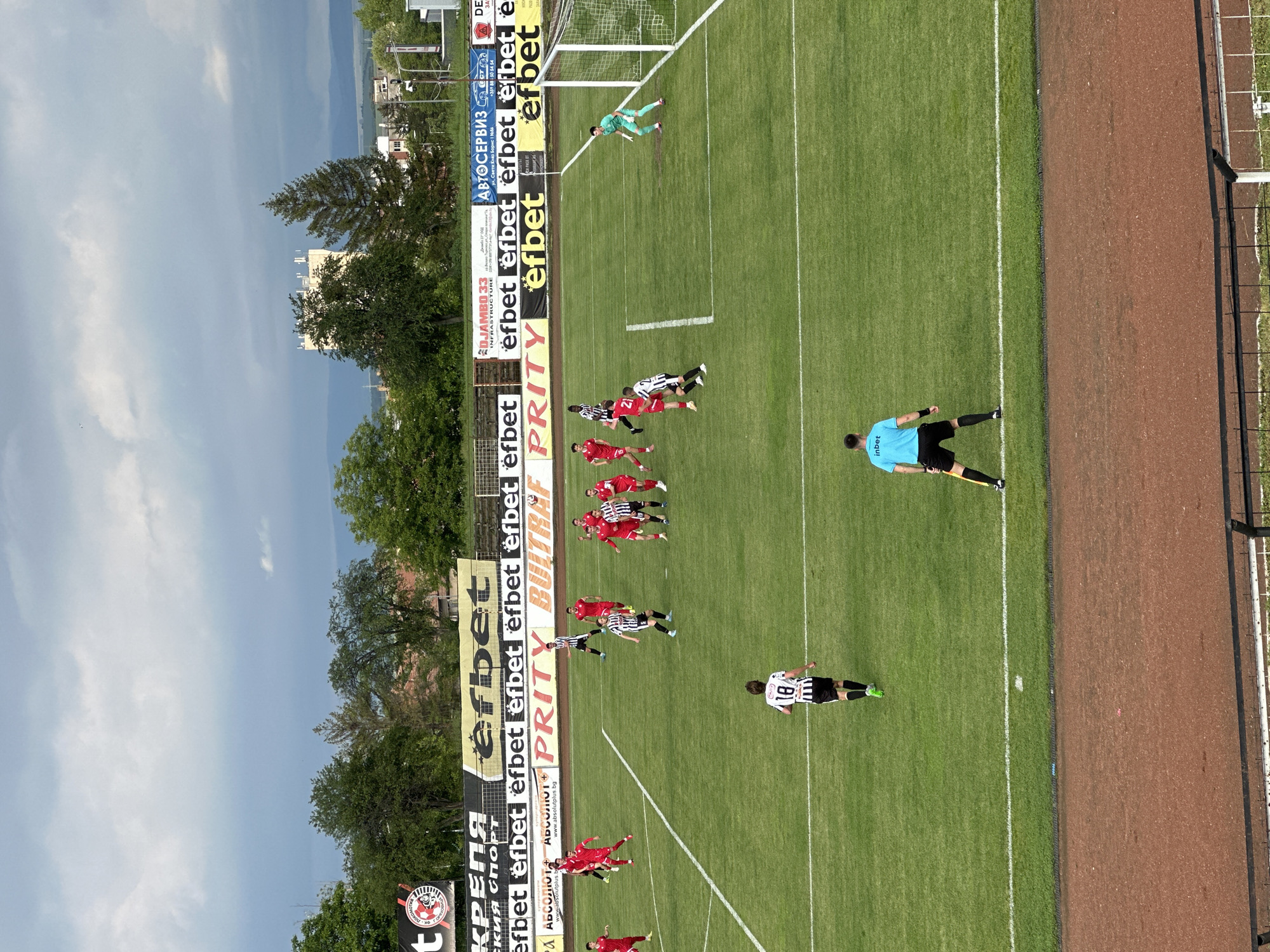 Soccer match underway in Gorna Oryahovitsa, Bulgaria Saturday afternoon