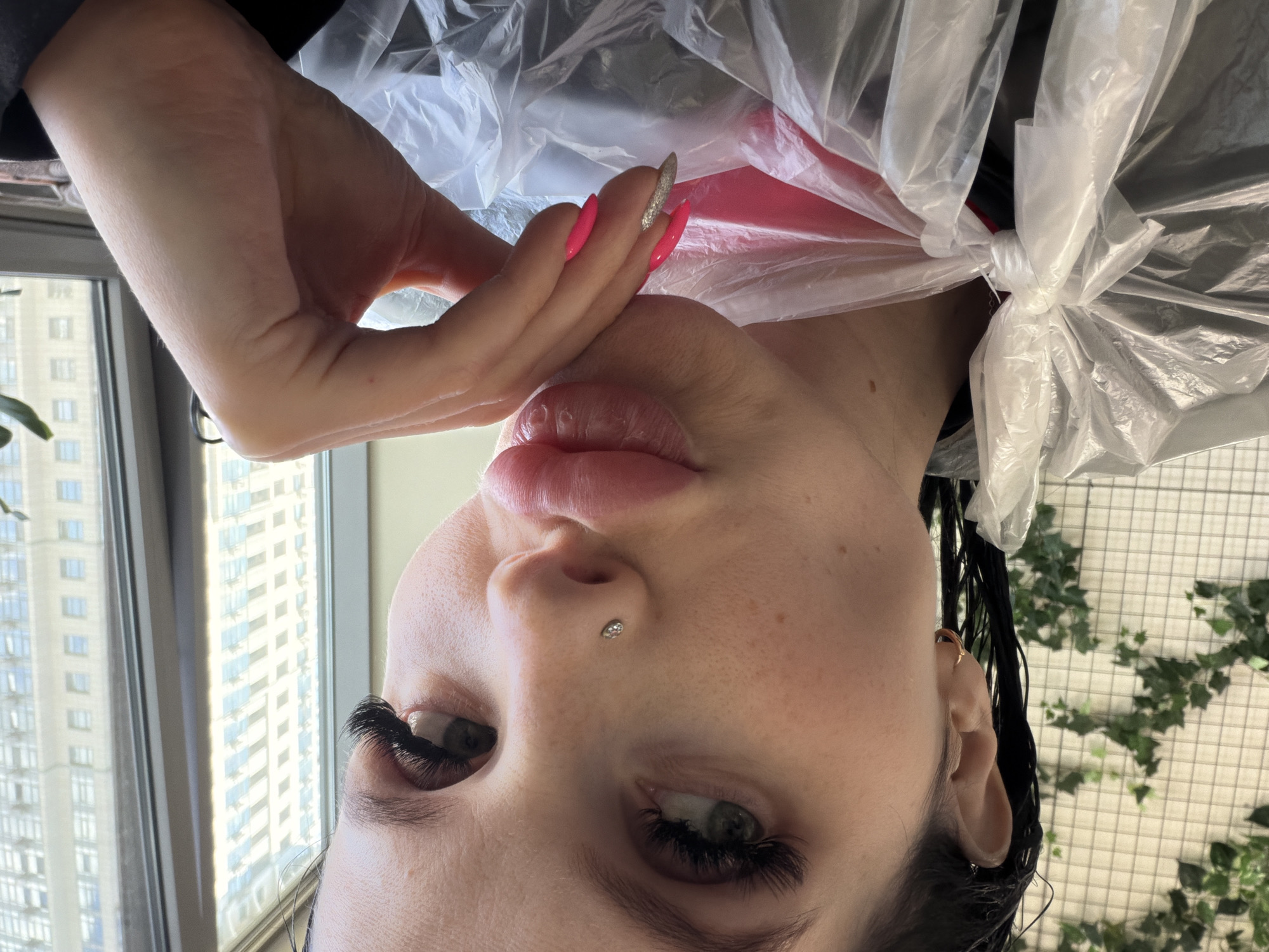 Selfie and sweet treats in a Kyiv morning snapshot