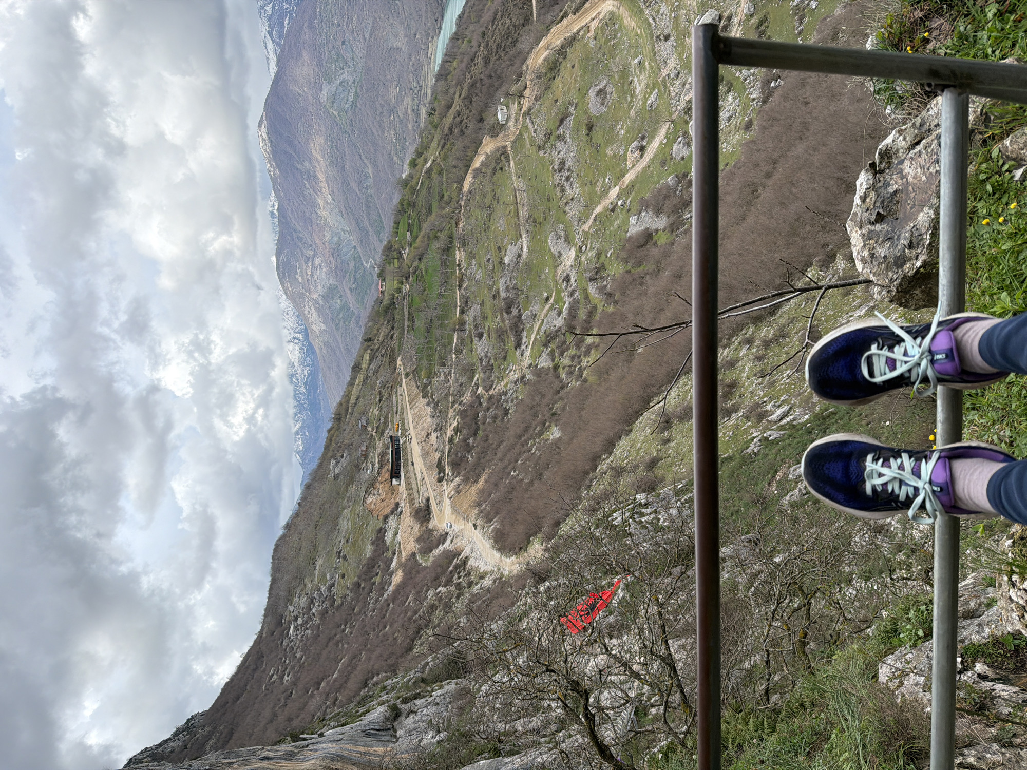 Tourist documents scenic Albanian mountain views around Kruja region