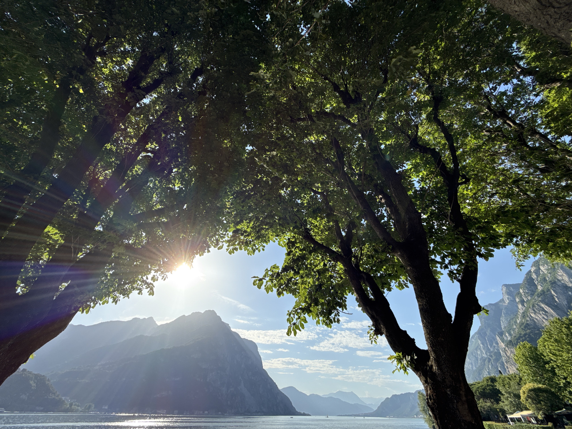 Lakeside Alpine town explored from afternoon to dusk