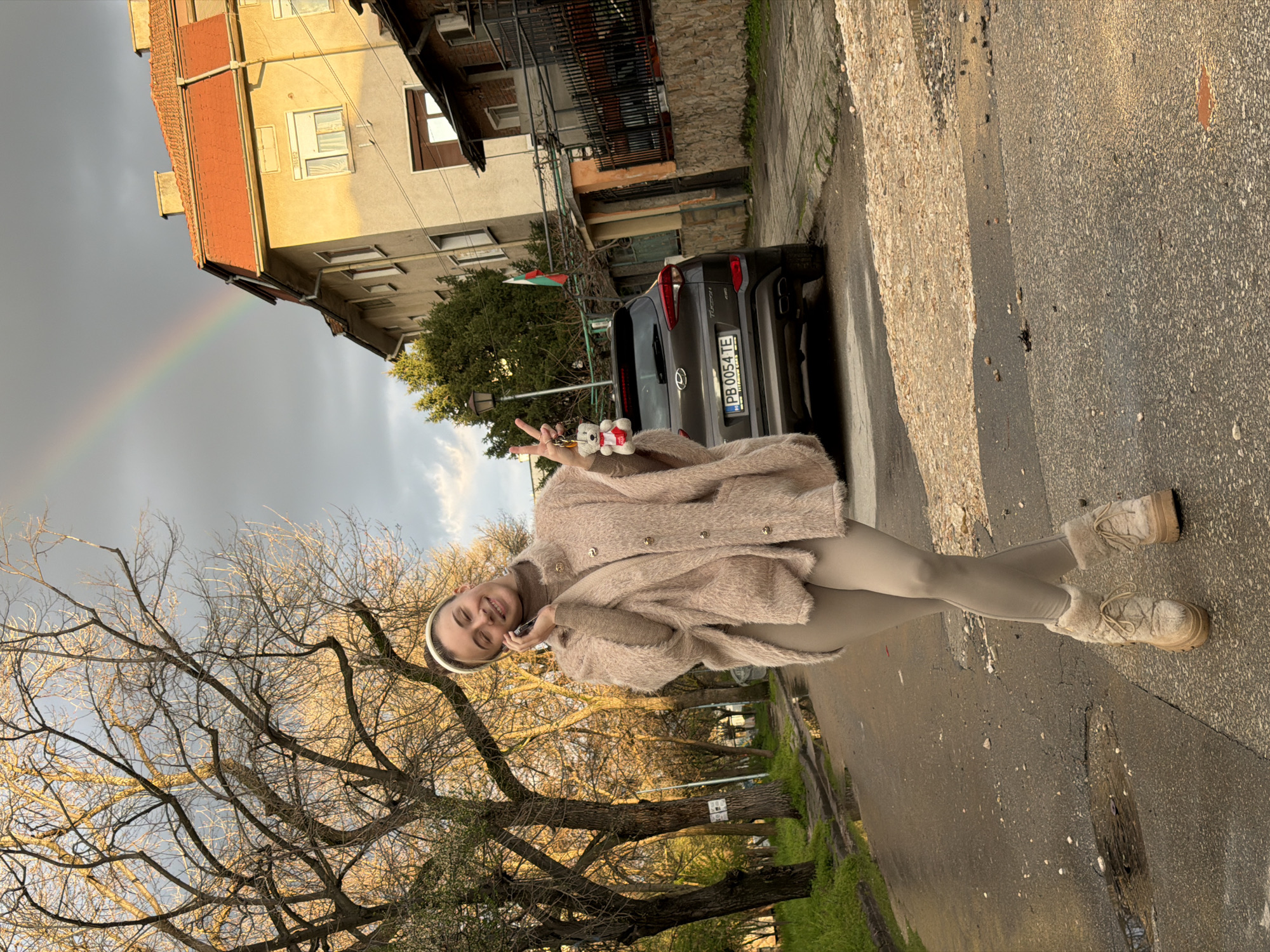 Rainbow sighting prompts photo session in Plovdiv, Bulgaria