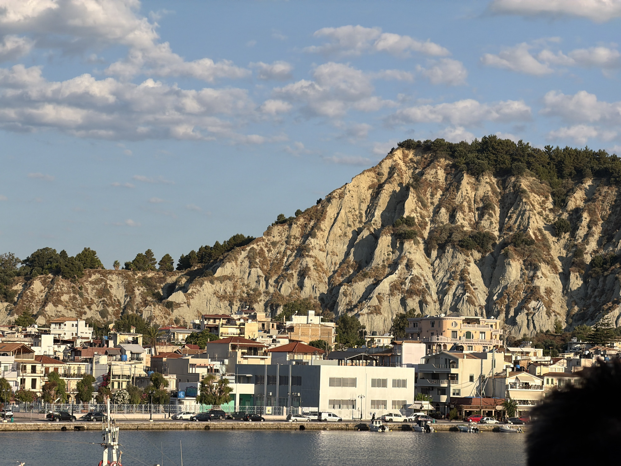 Zakynthos Town harbor and waterfront on a summer morning