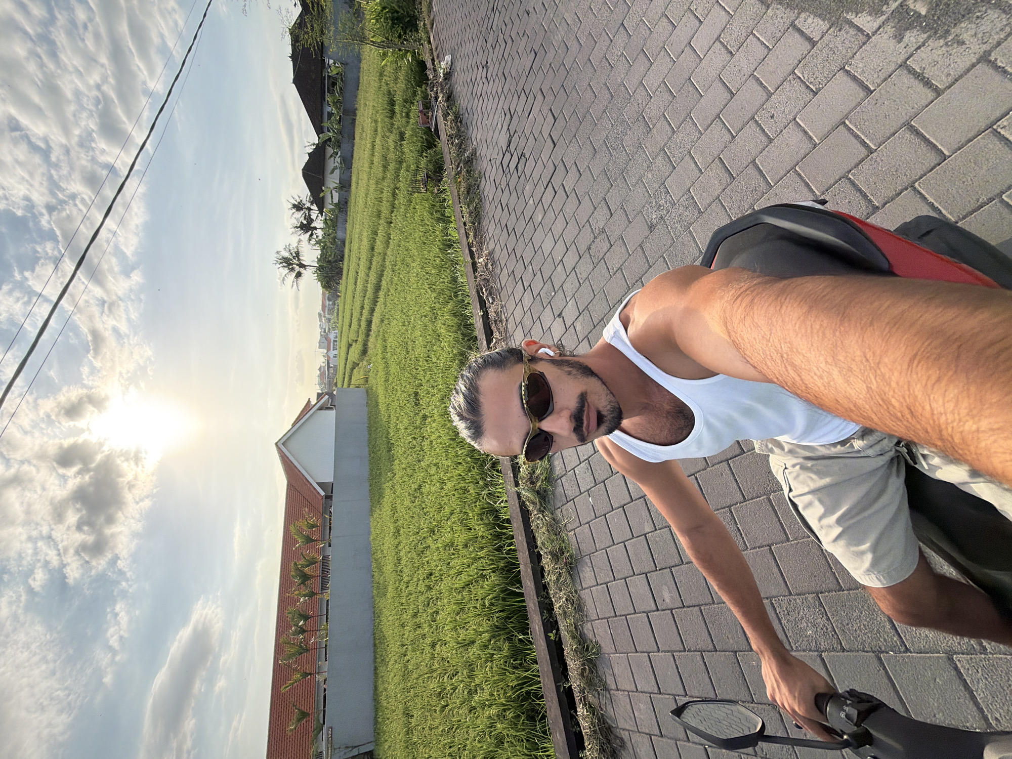 Motorcyclist records himself riding through rural North Kuta, Indonesia