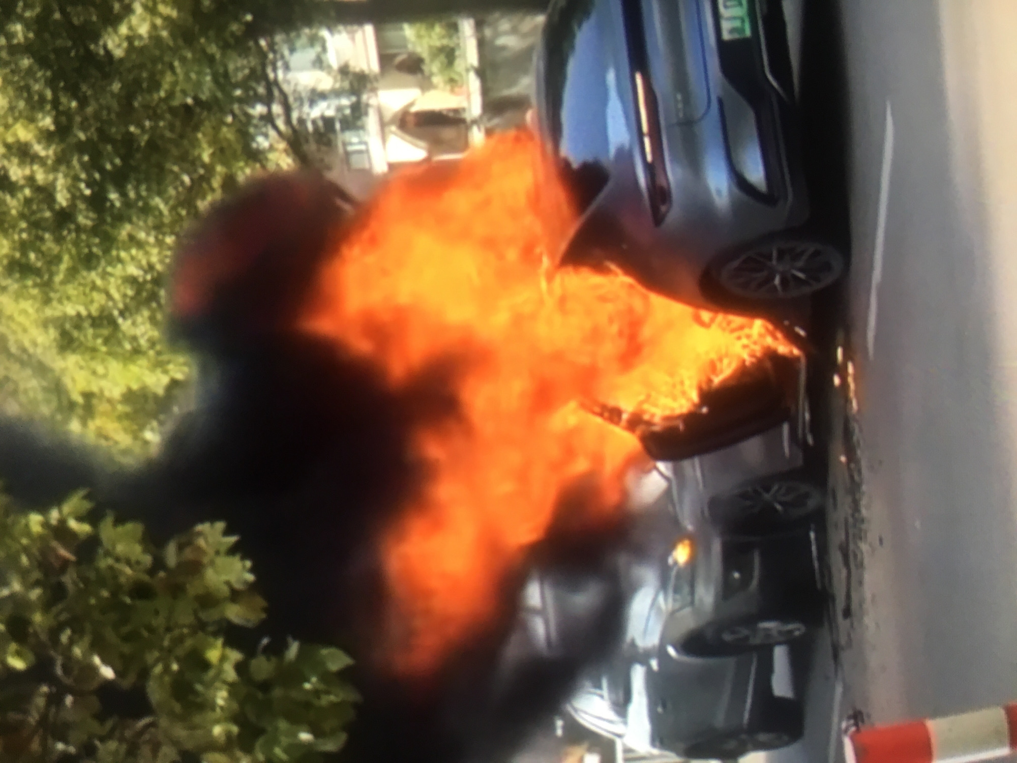 Vehicle Fire Engulfs Car on Street in Ado