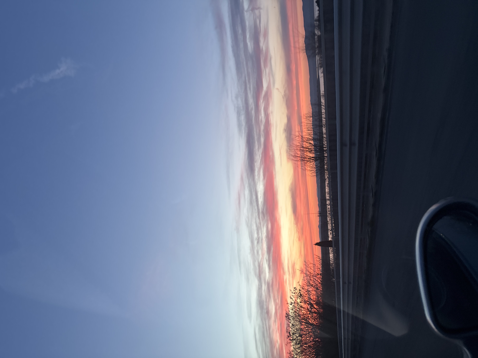 Motorist captures colorful sunset over Burgas, Bulgaria