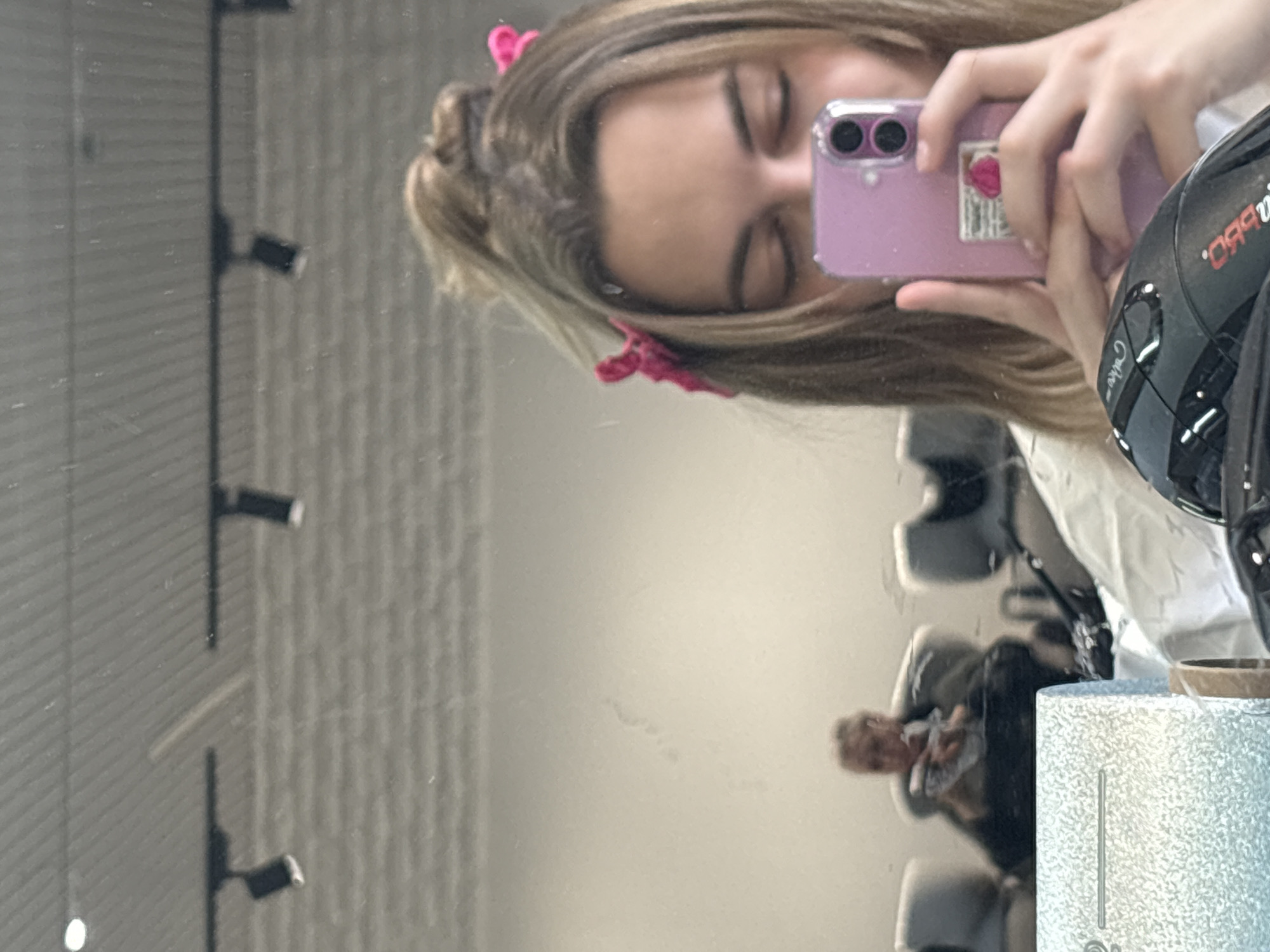 Woman takes mirror selfie in Krasnoyarsk, Russia