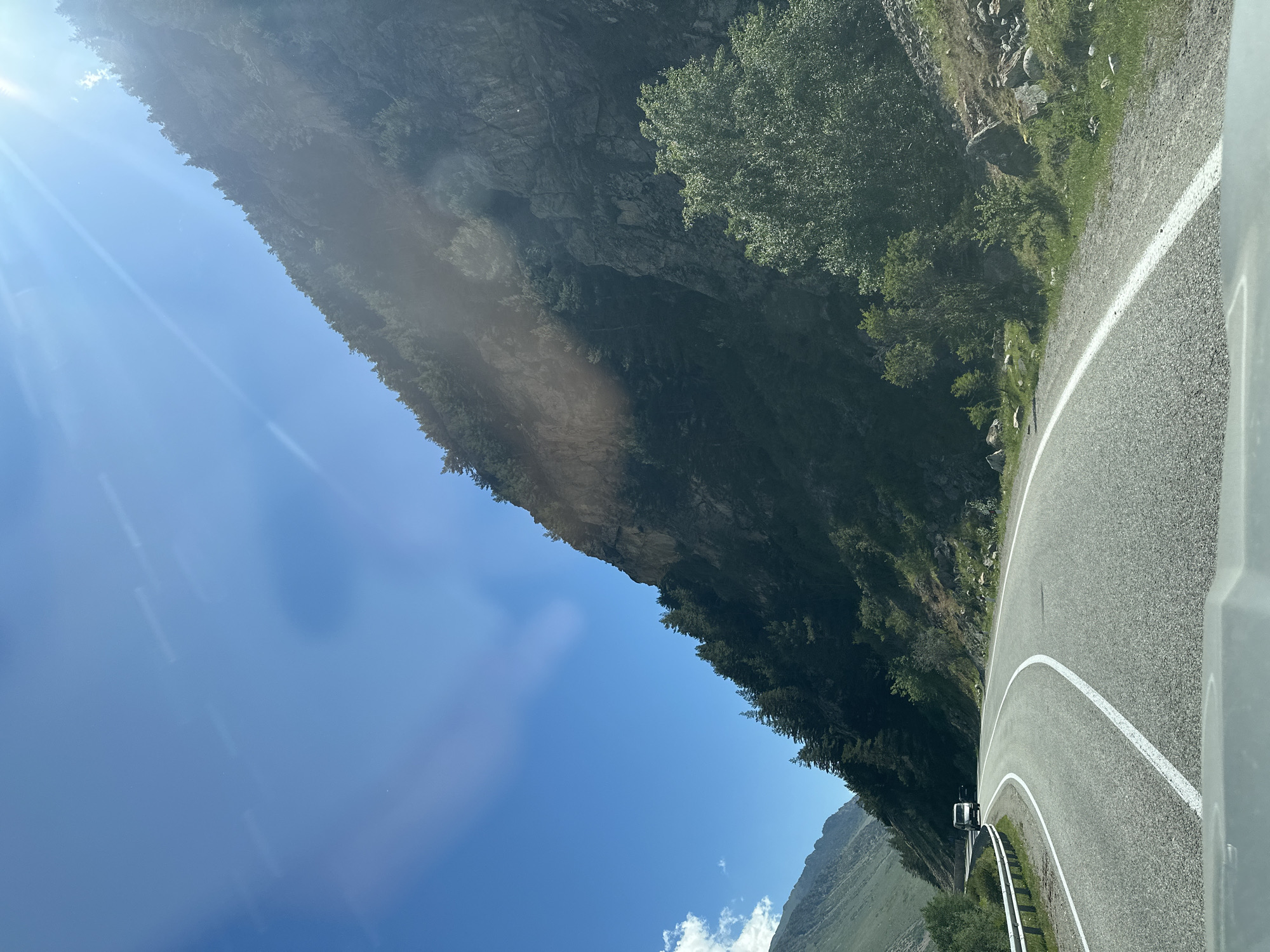 Winding through a mountain valley road in Upper Baksan
