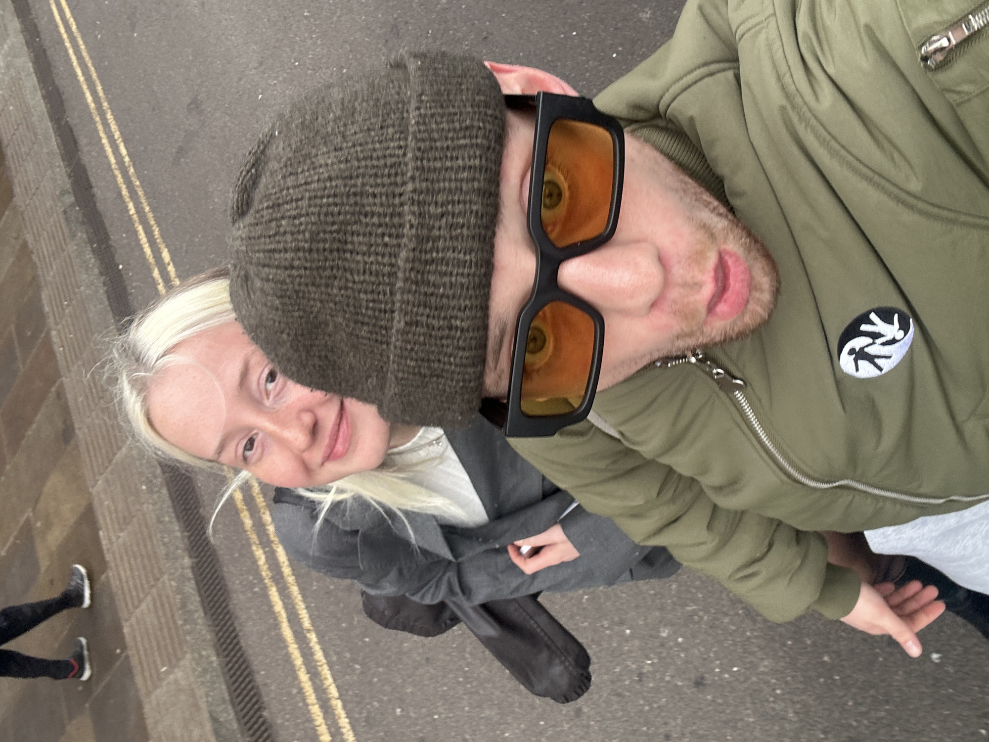 Selfie taken near Broadway Market café area in London