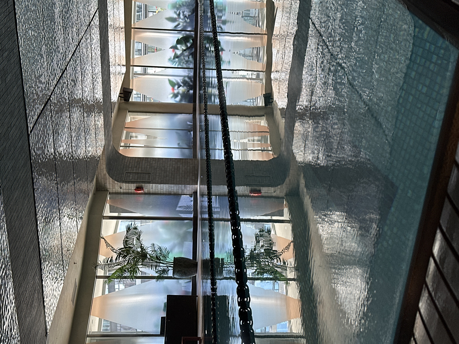 Modern building atrium photographed from above in London