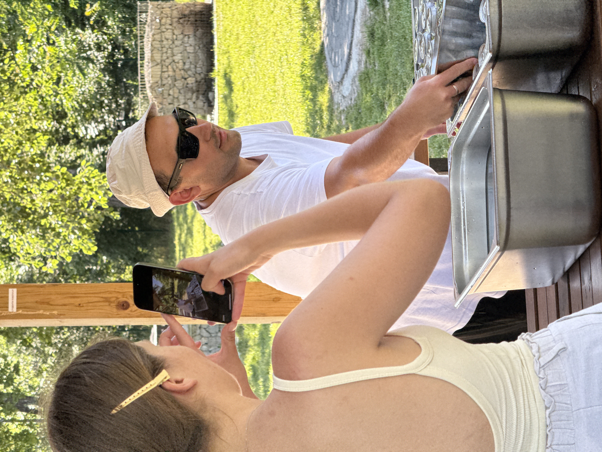 Outdoor food and drink preparation gathering documented in Belgrade suburb