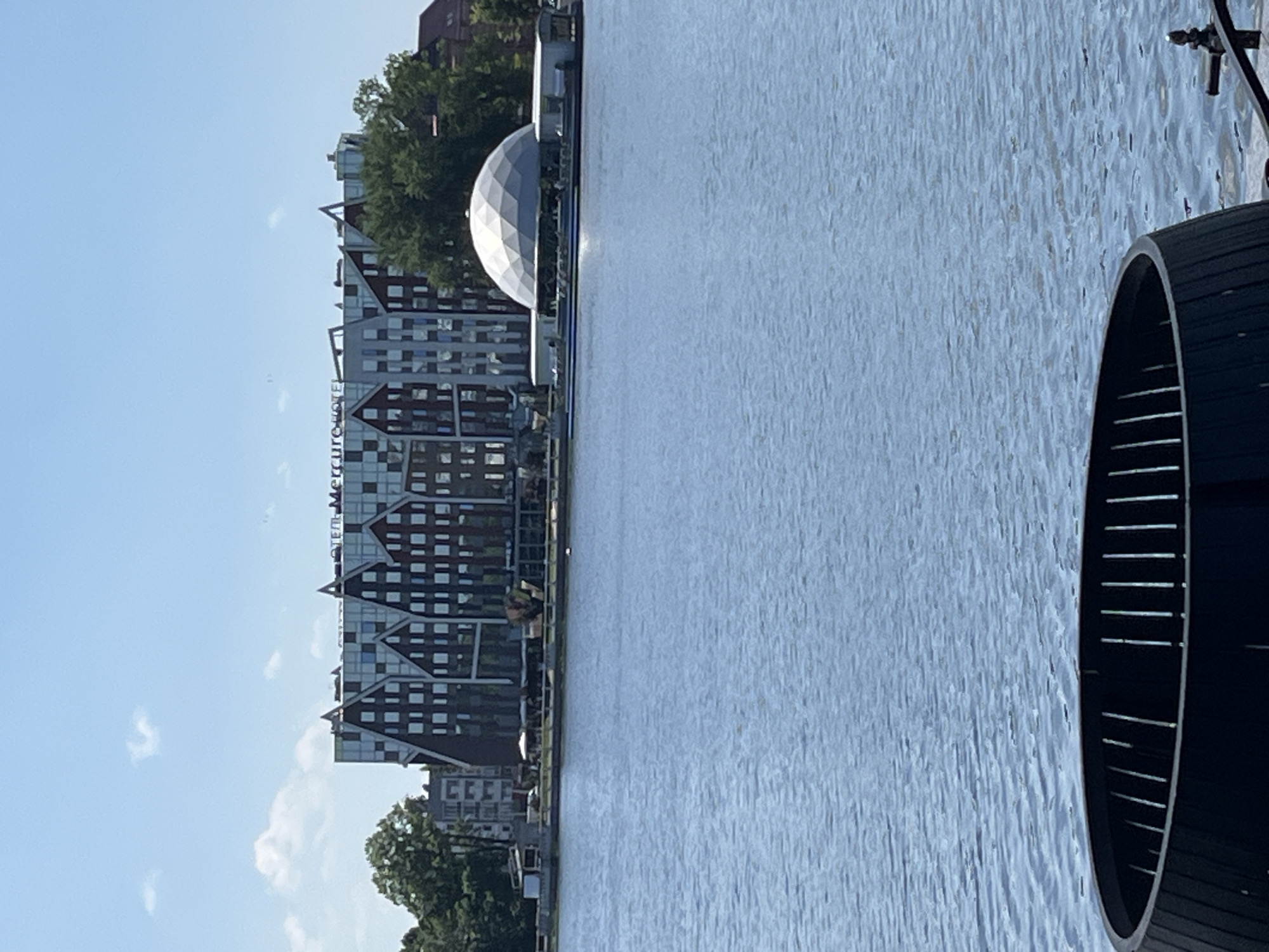Sunny morning around Kaliningrad's Lower Pond waterfront
