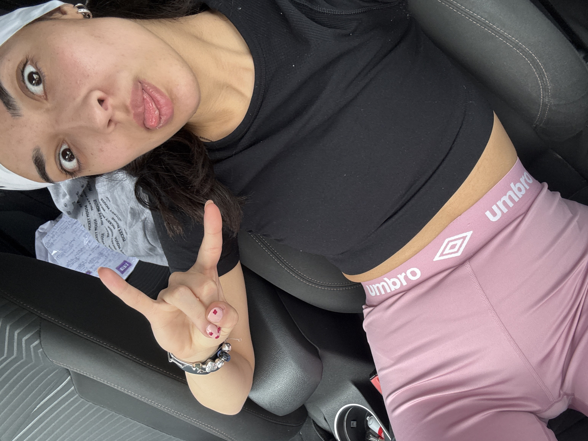 Woman takes selfie in car in Sofia