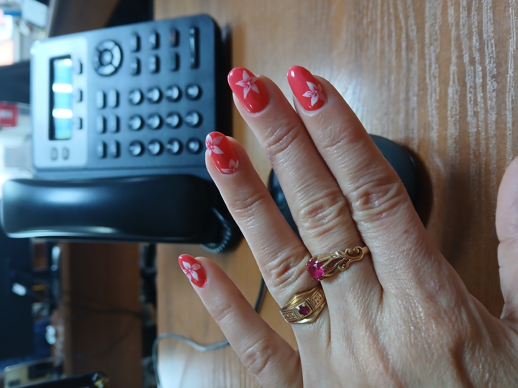 Manicured hand with decorative nails photographed in Vratsa, Bulgaria