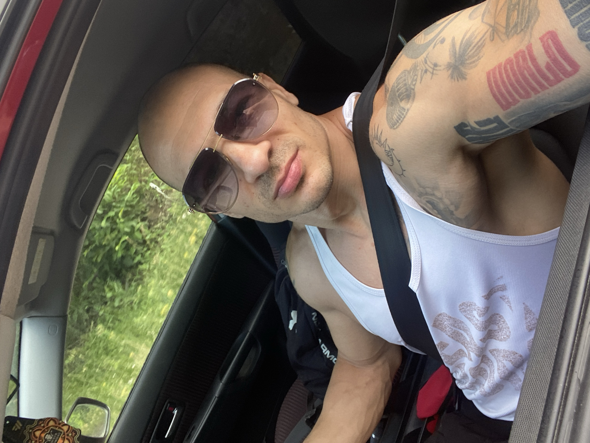 Tattooed man performs stunts, poses in early morning Pleven sequence