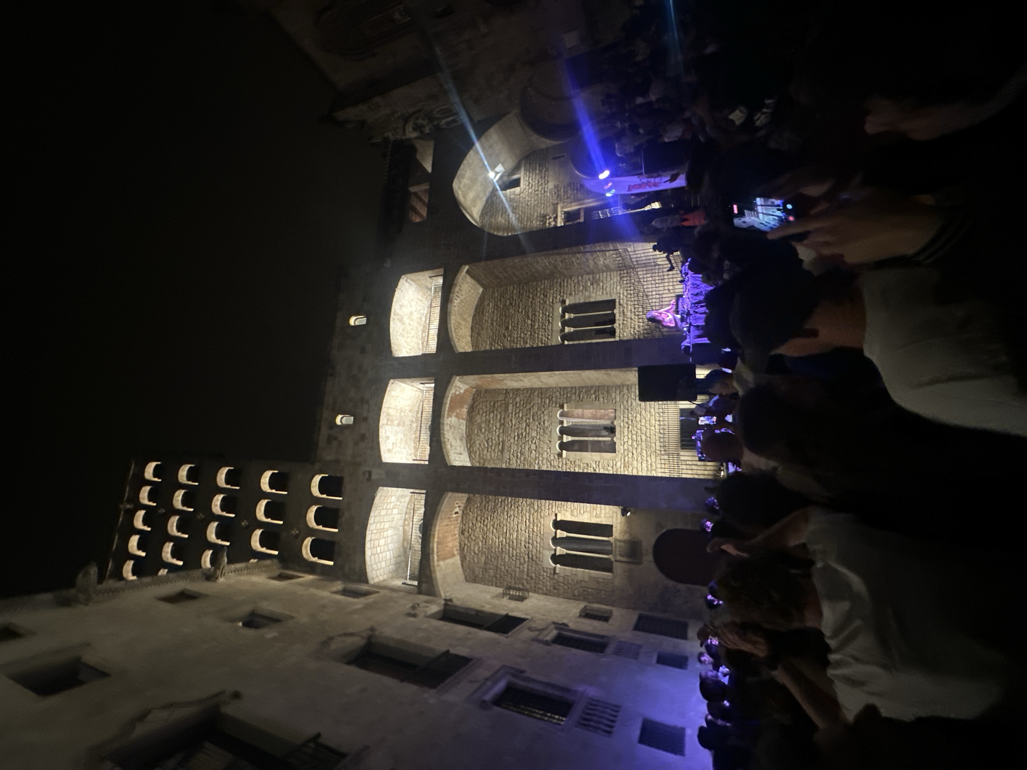 Electronic music event draws crowds to Barcelona historic courtyard