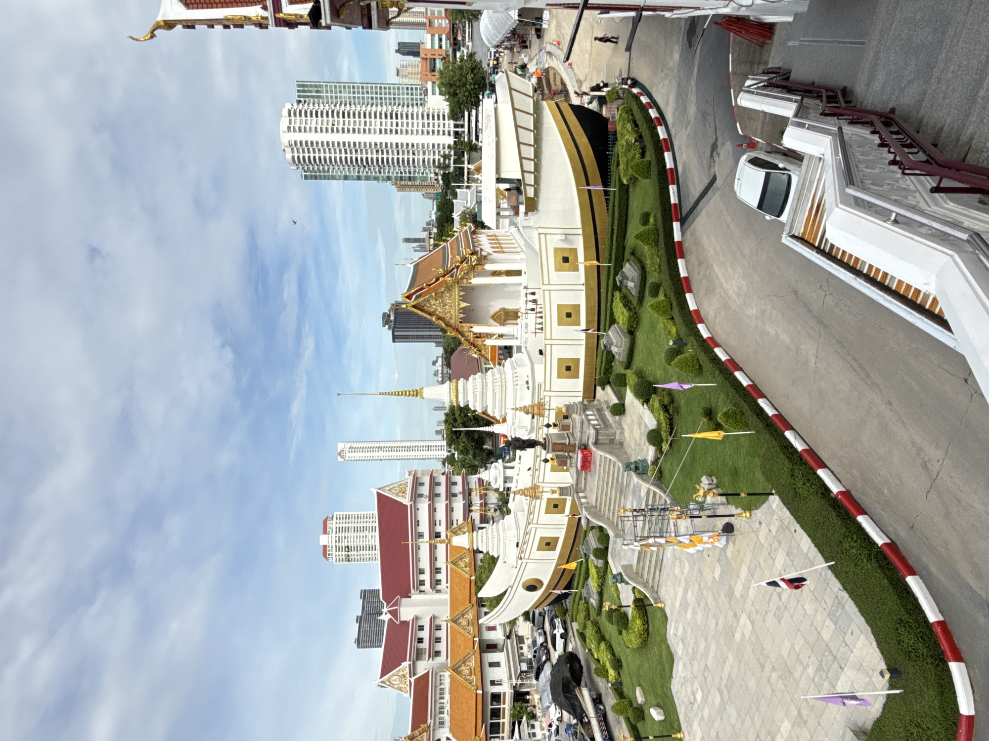 Bangkok temple complex with ship museum, seen from multiple angles