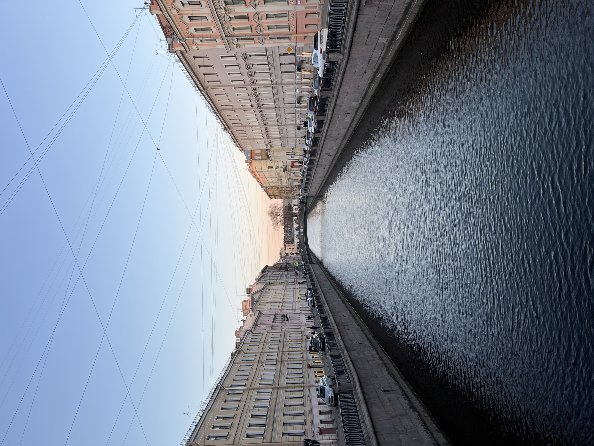 Observer documents canal and building facades in Saint Petersburg