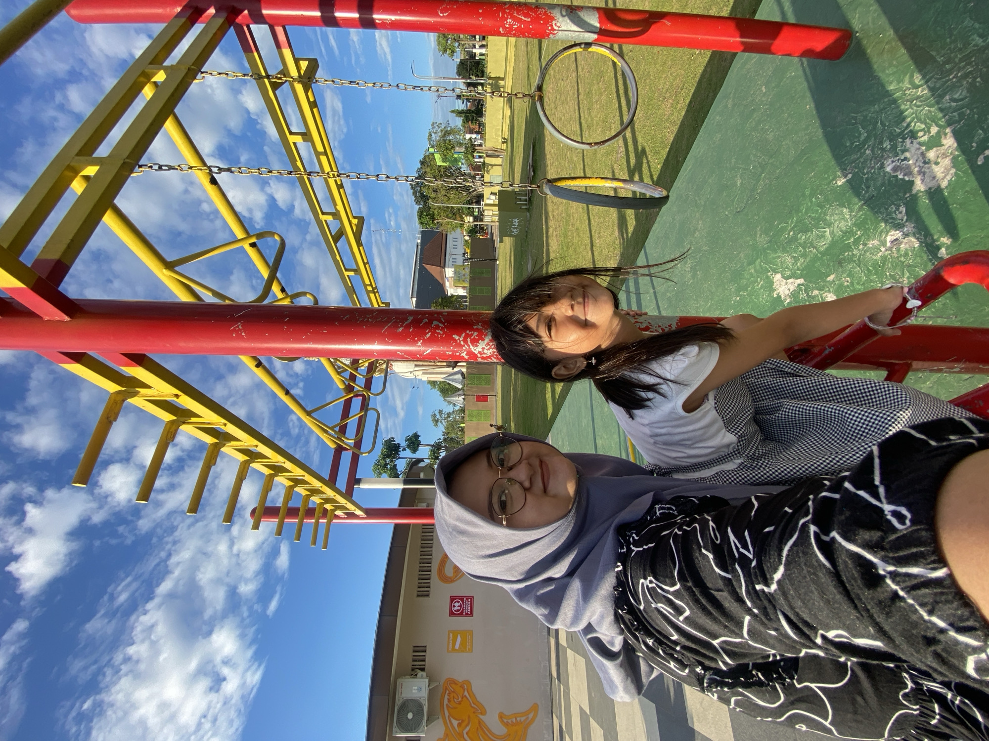 Family enjoys playground time in Sidoarjo, Indonesia