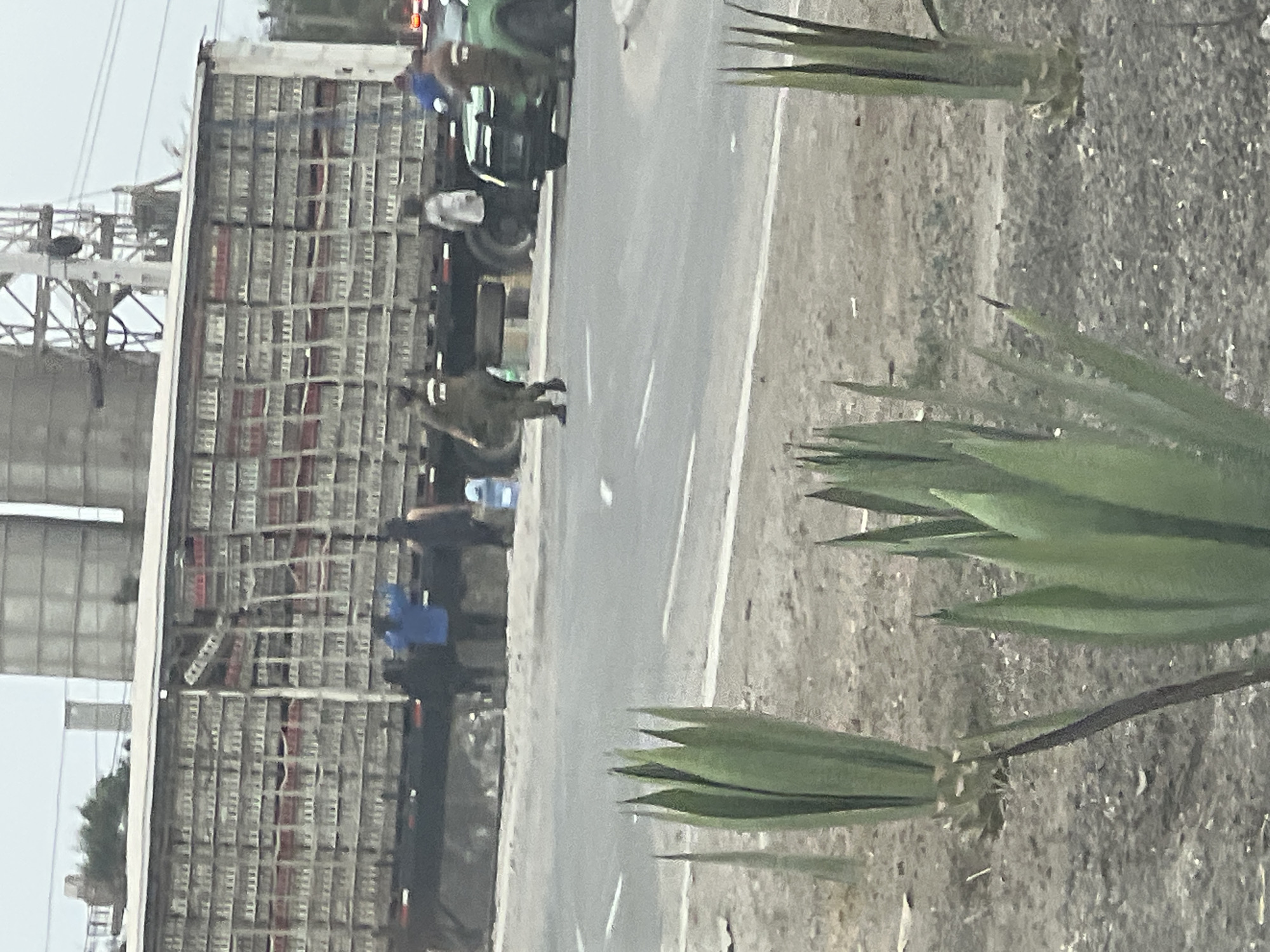 Loaded truck stops in industrial area of Arica, Chile