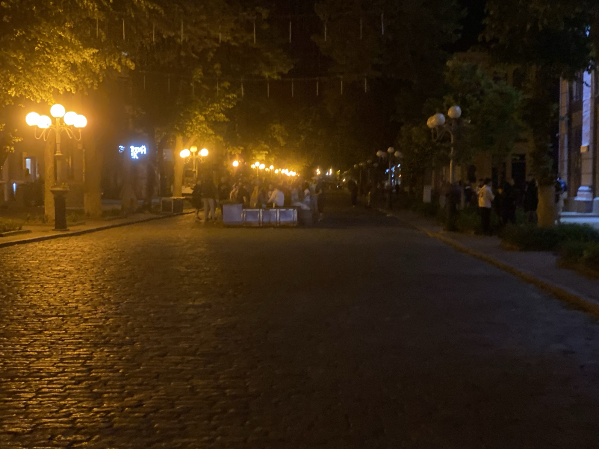 Evening street life documented across Poltava, Ukraine city center
