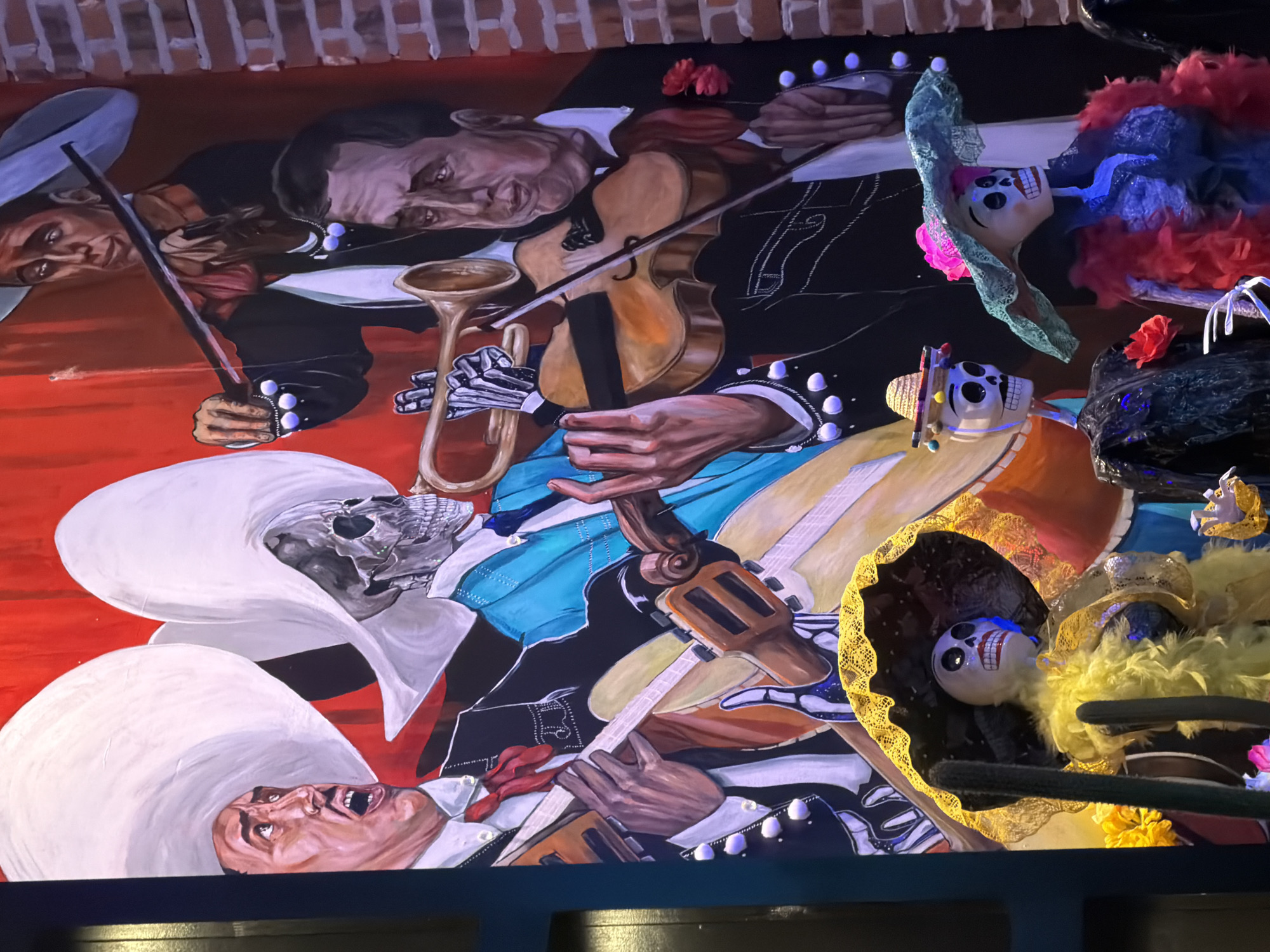 Skeleton mariachi mural brightens a New Brunswick wall