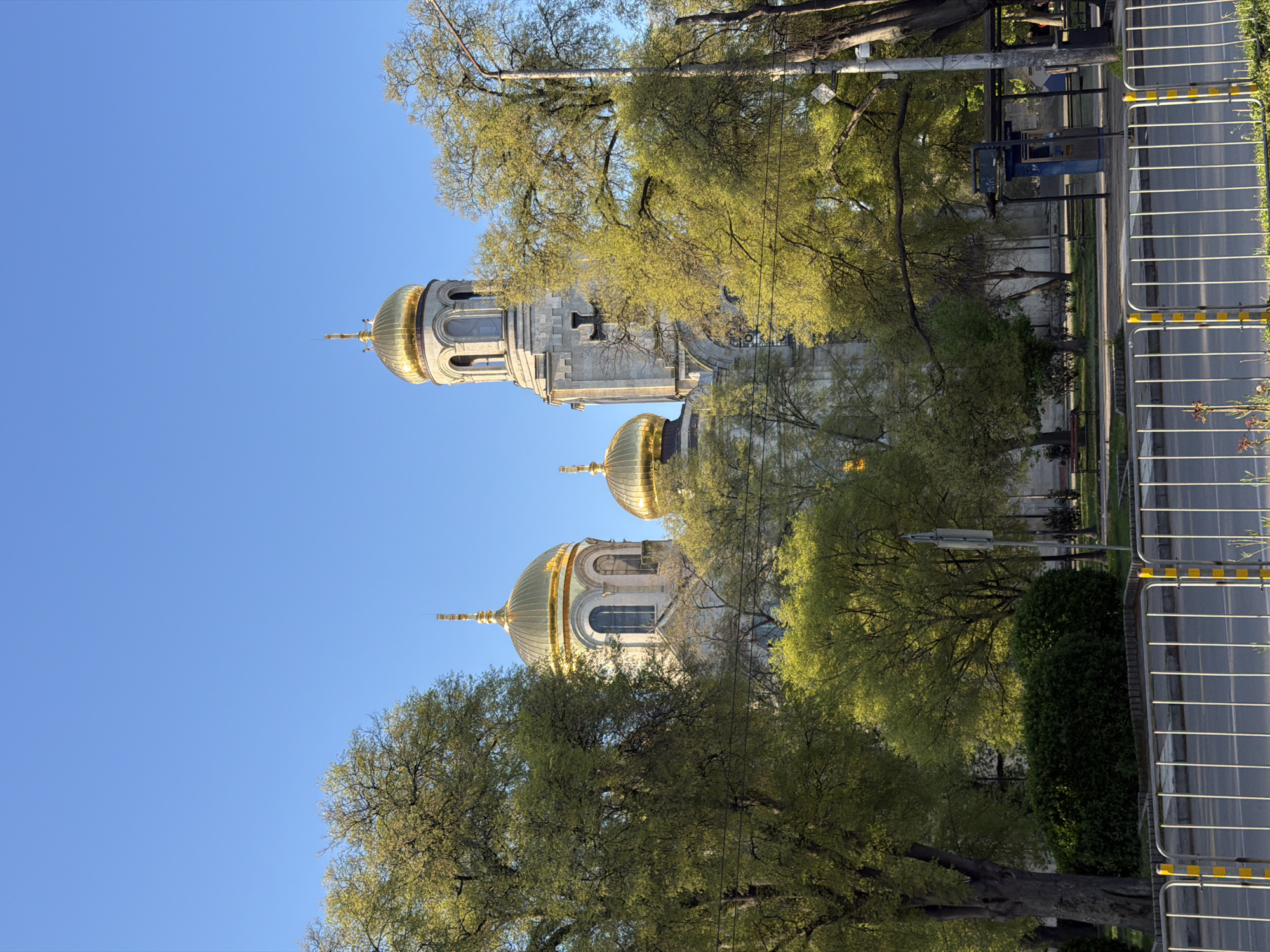 Morning documentation of Varna cathedral's golden domes captured