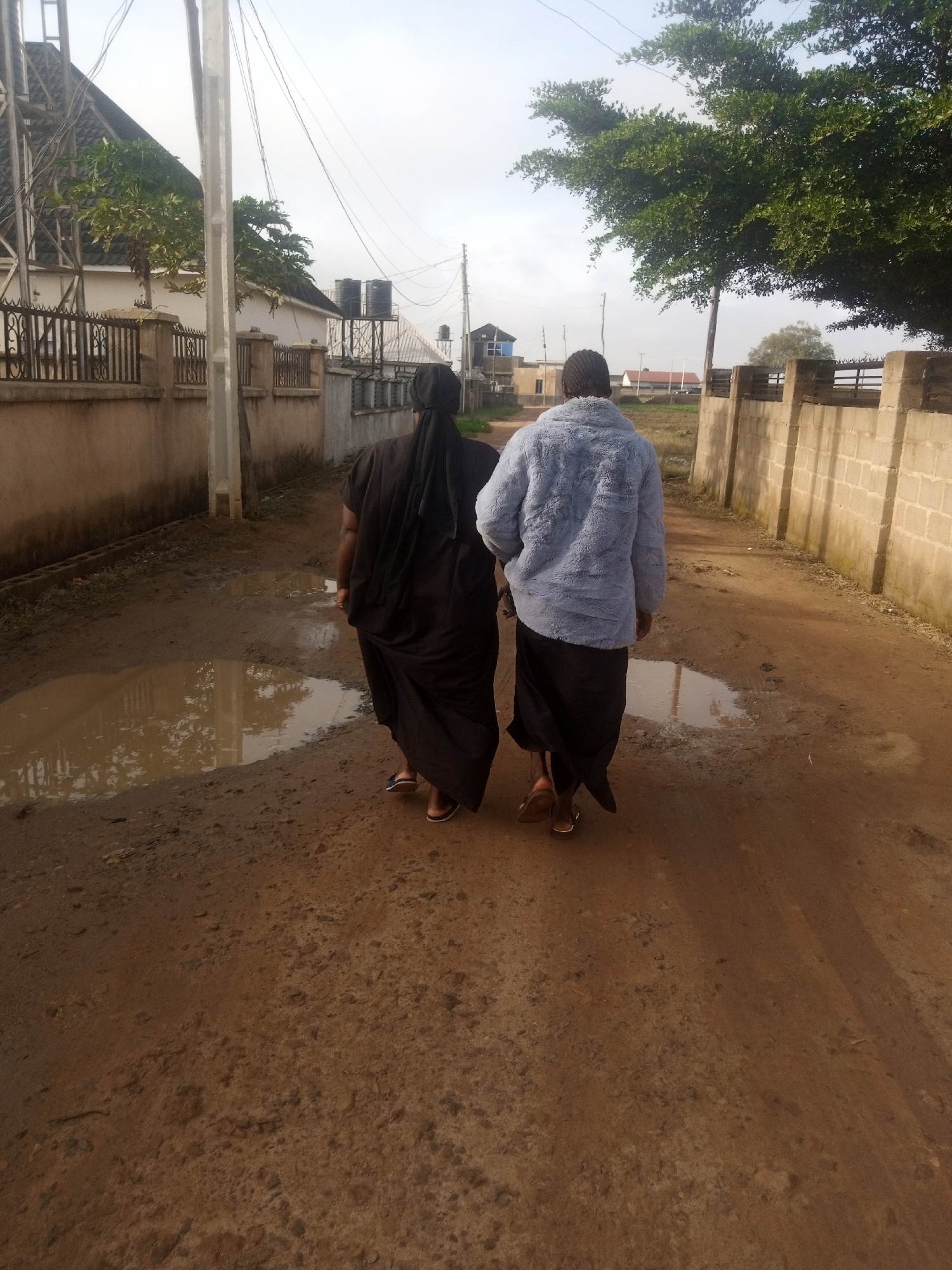 Morning activity along dirt roads and farmland in rural northern Nigeria