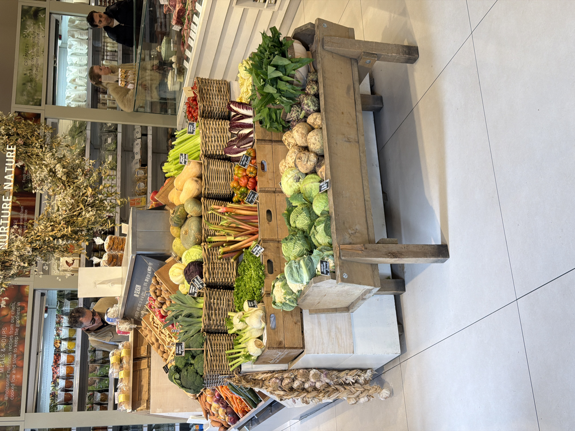 Produce display documented at London grocery store or market