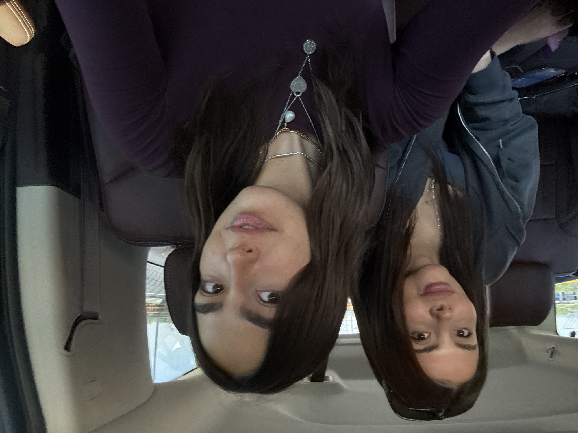 Two women photographed in vehicle, Mexico City