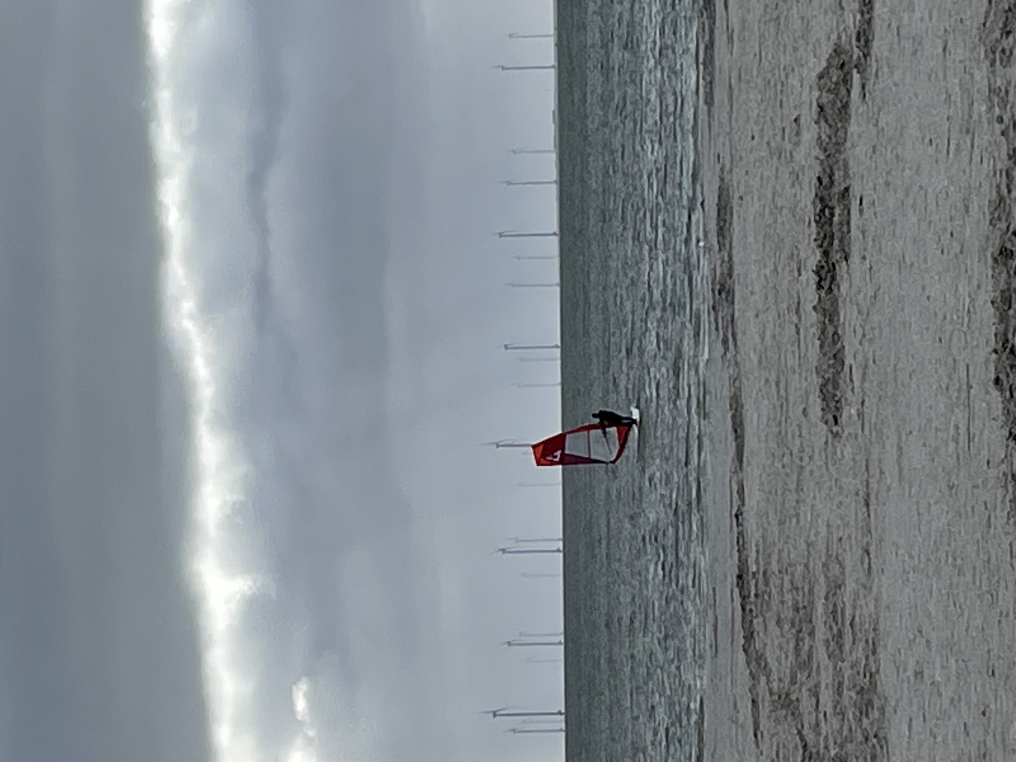 Windsurfer spotted on water near Makkum, Netherlands
